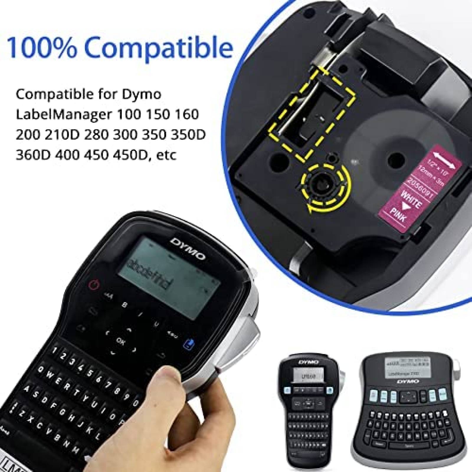 Cinta Etiquetas Lonitul D1-COLOR-6P 12mm Compatible -Negro