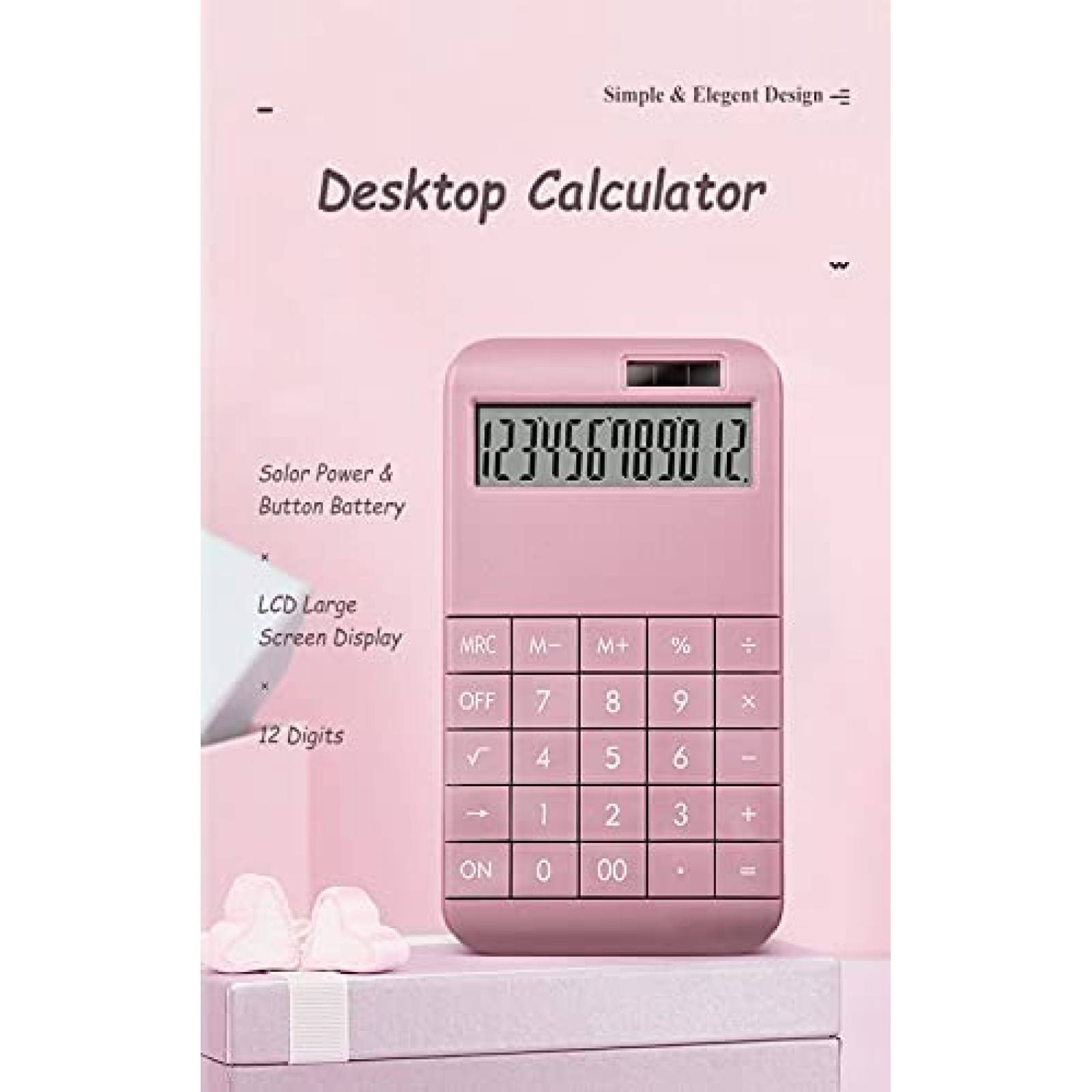 Calculadora SINLOOG Carga Solar LCD 12 digitos -Rosa