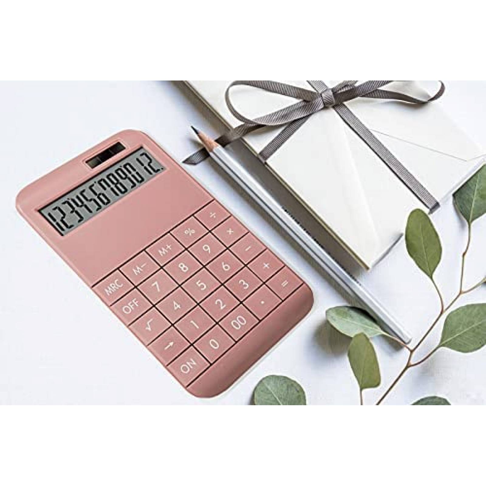 Calculadora SINLOOG Carga Solar LCD 12 digitos -Rosa