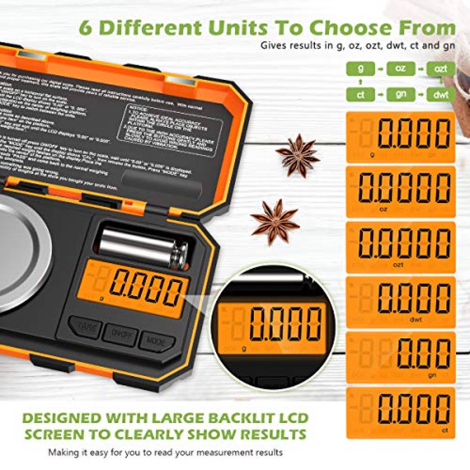 Escalimetro KeeKit Miligramos Portatil Joyeria -Naranja