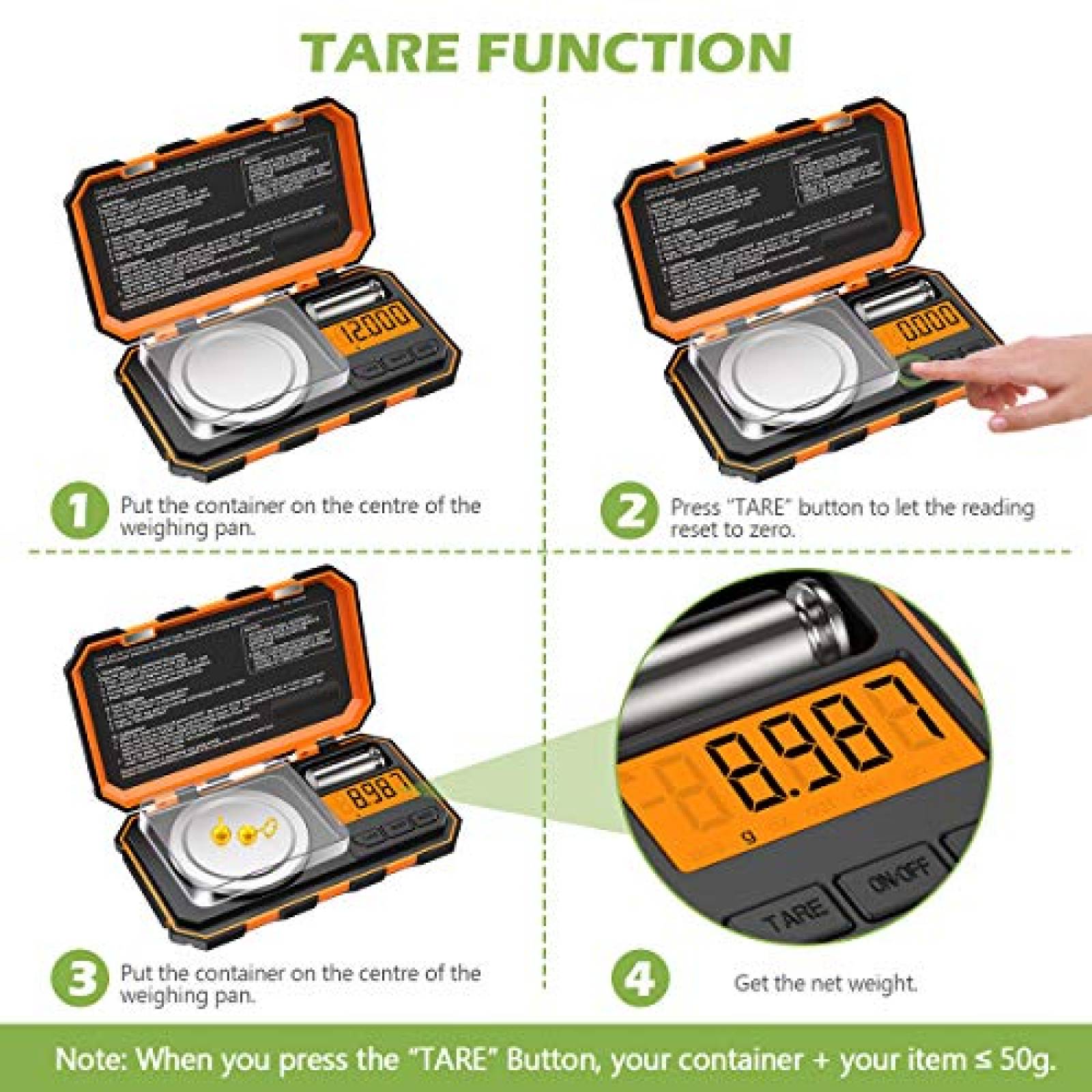 Escalimetro KeeKit Miligramos Portatil Joyeria -Naranja