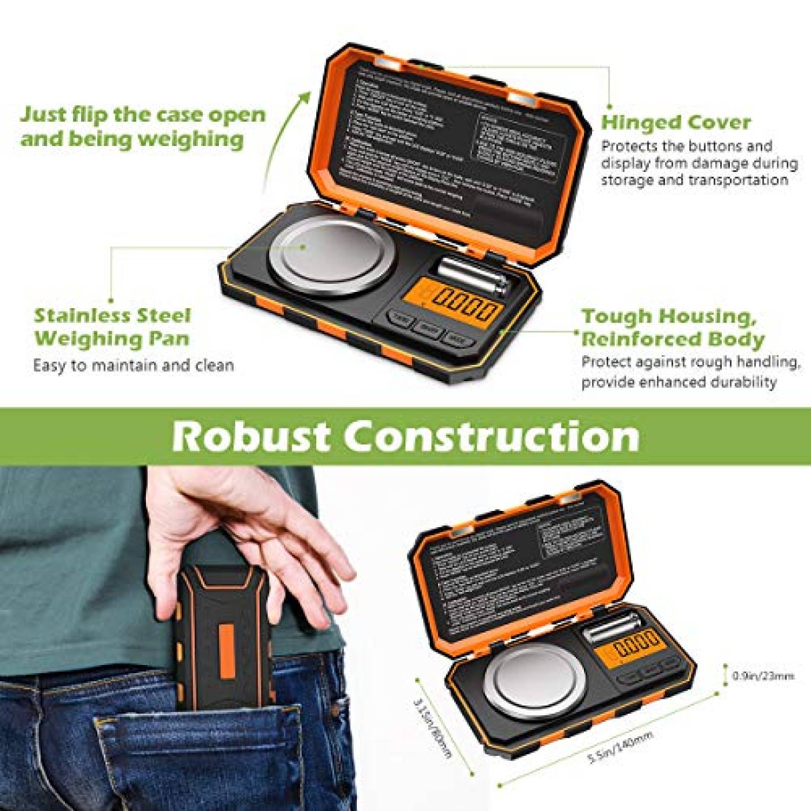 Escalimetro KeeKit Miligramos Portatil Joyeria -Naranja