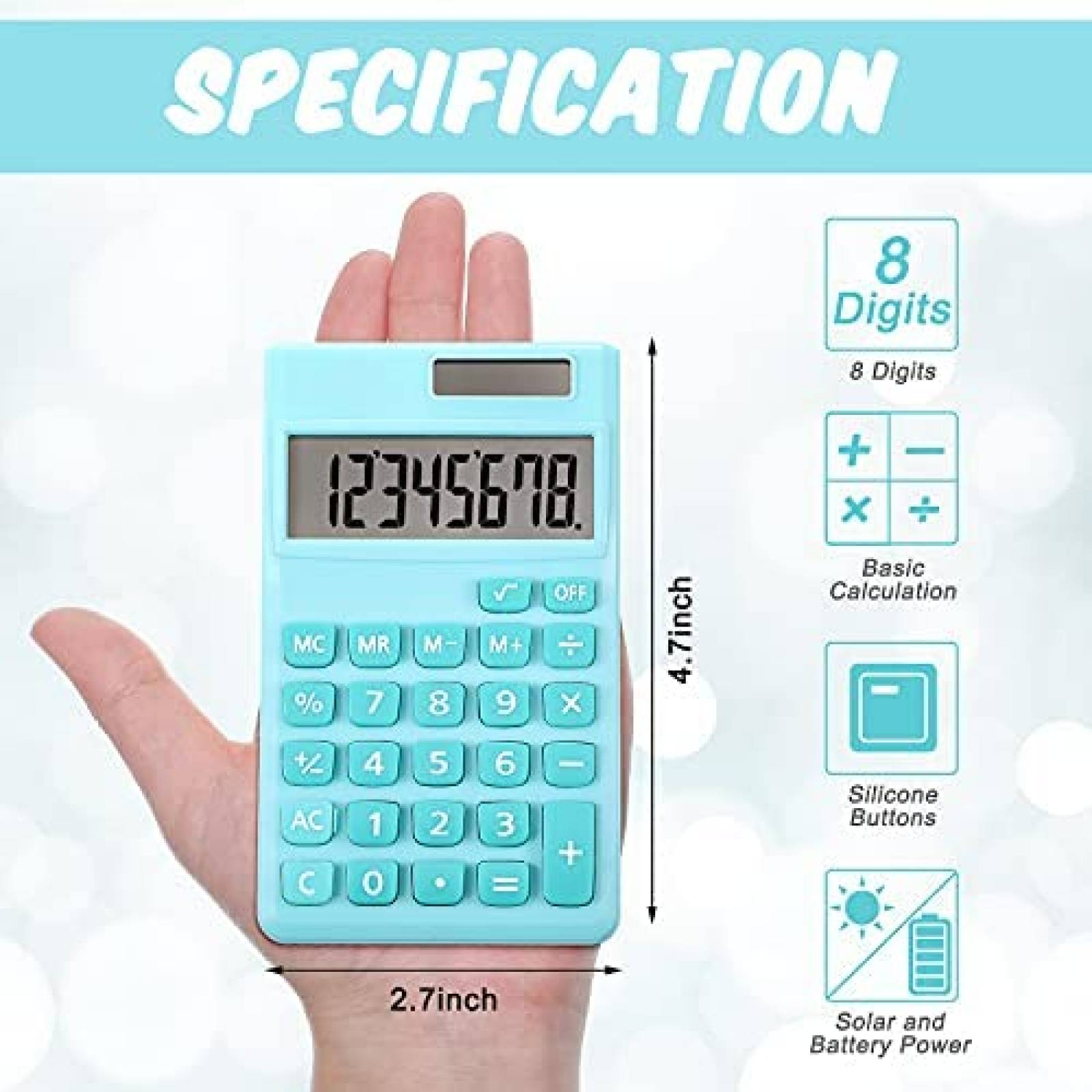 Calculadora Zonon 2pzas Carga de Energia Solar -Azul