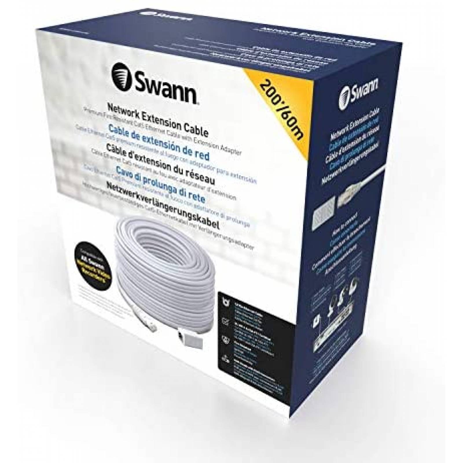Cable Swann SWNHD-60 Cat5 Para Camara PoE 200ft -Blanco