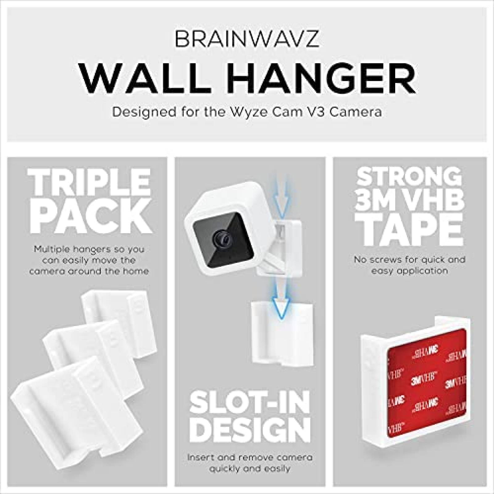Camara Seguridad BRAINWAVZ 3 unidades VHB Sin herramienta