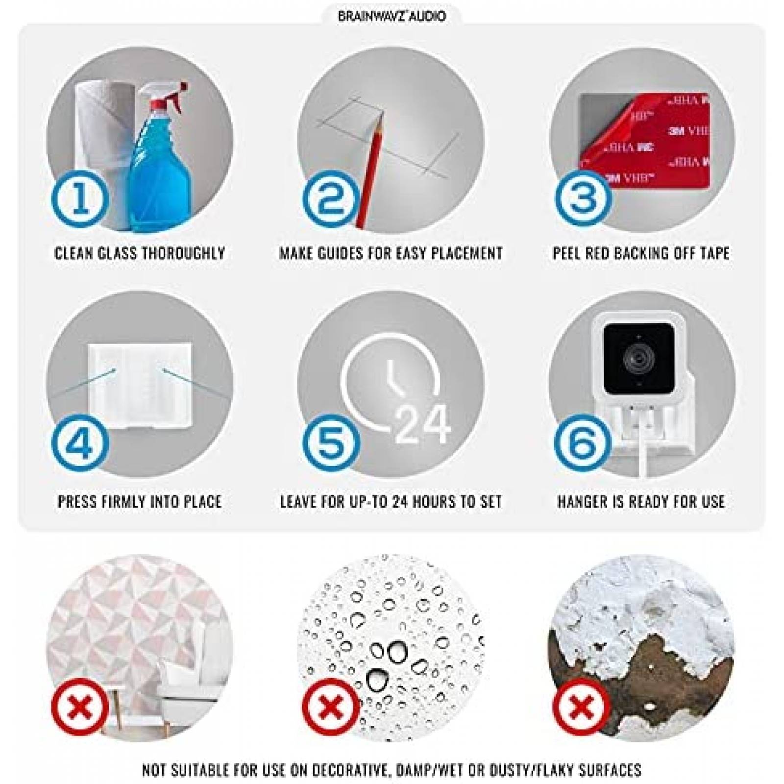 Camara Seguridad BRAINWAVZ 3 unidades VHB Sin herramienta