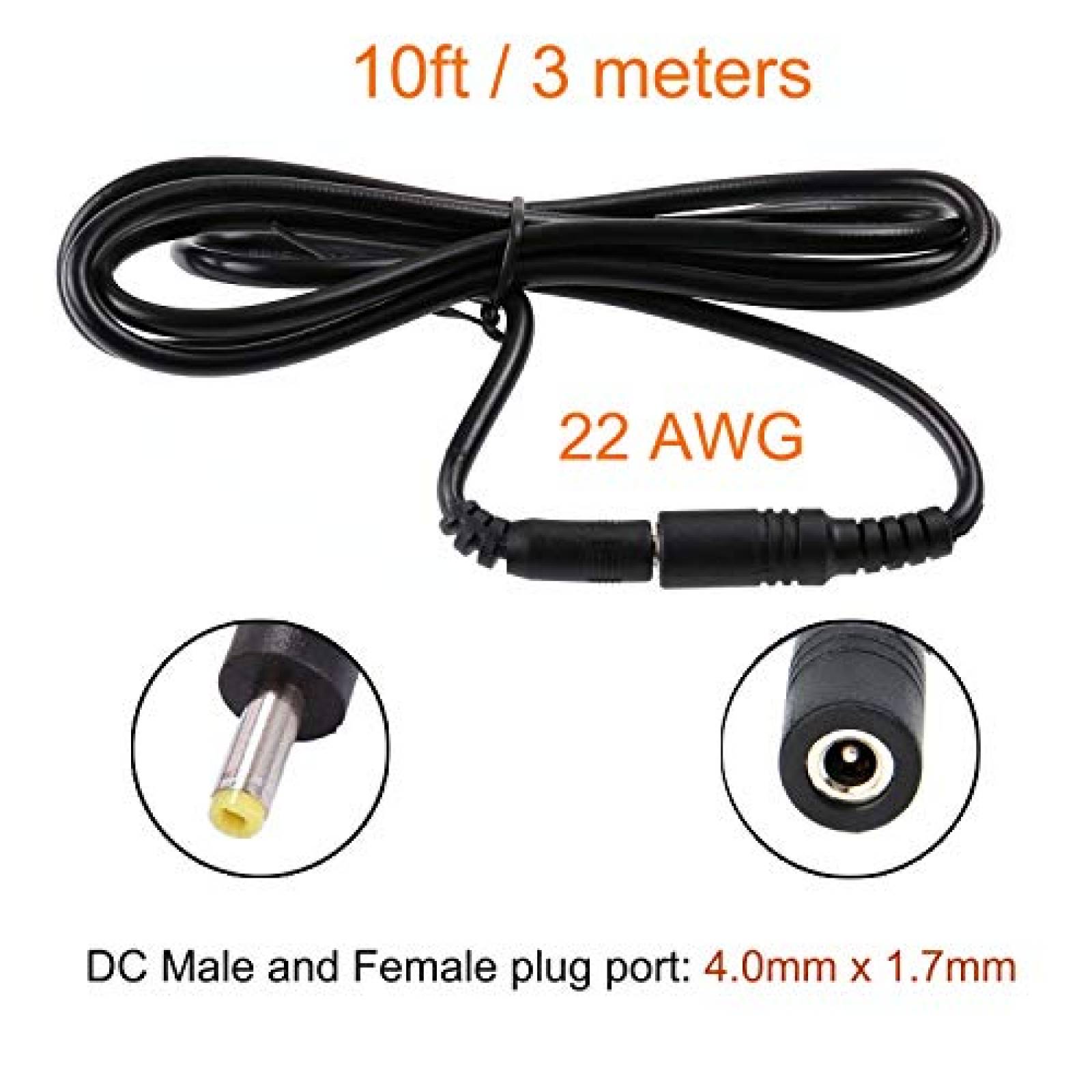 Cable LeTaoXing 4.0mm x 1.7mm de 10 Pies para PSP -Negro