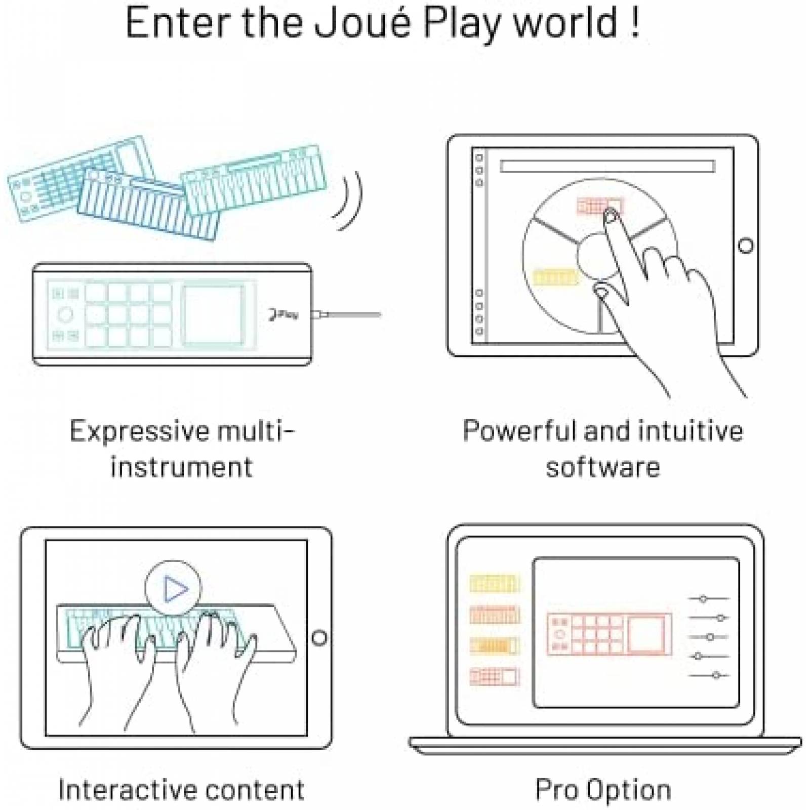 Instrumento Digital Joue Play 4 en 1 Portatil -Fuego