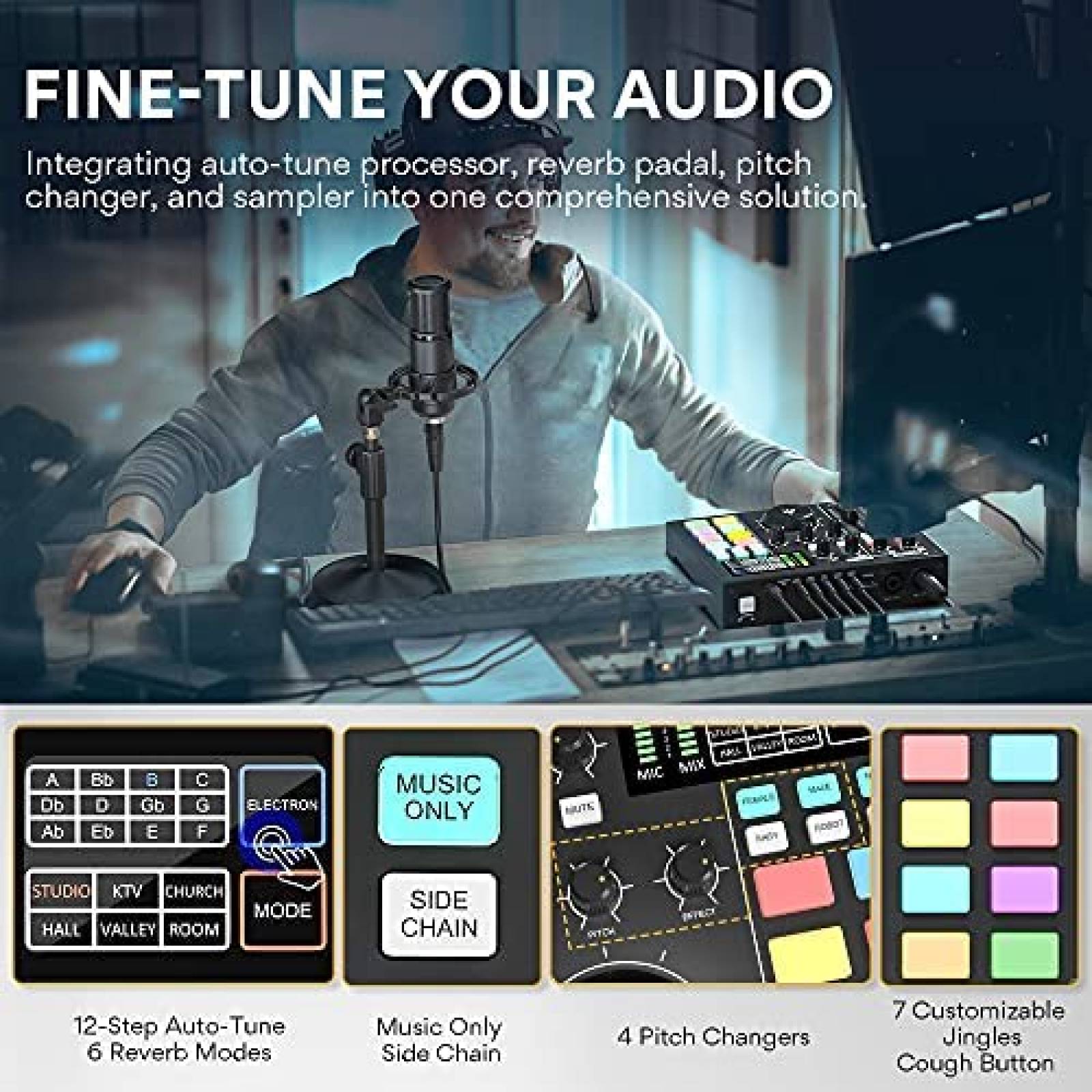 Interfaz de Audio Maonocaster AM100 K0 con Mezcladora de DJ