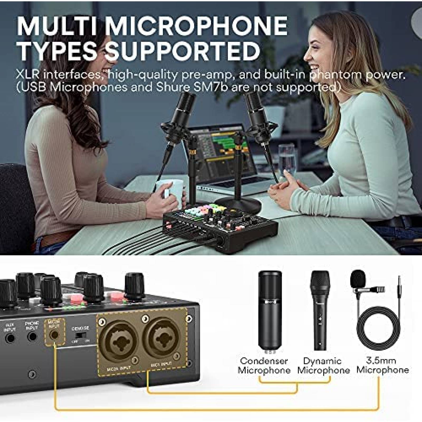 Interfaz de Audio Maonocaster AM100 K0 con Mezcladora de DJ