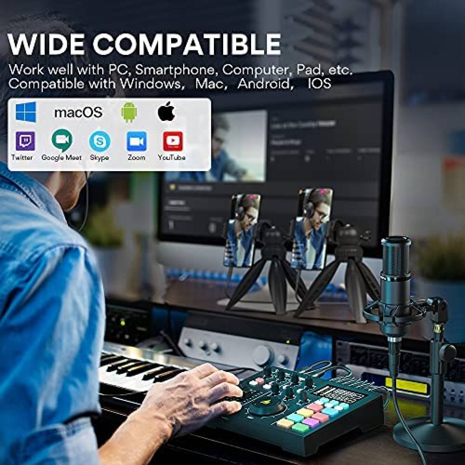 Interfaz de Audio Maonocaster AM100 K0 con Mezcladora de DJ