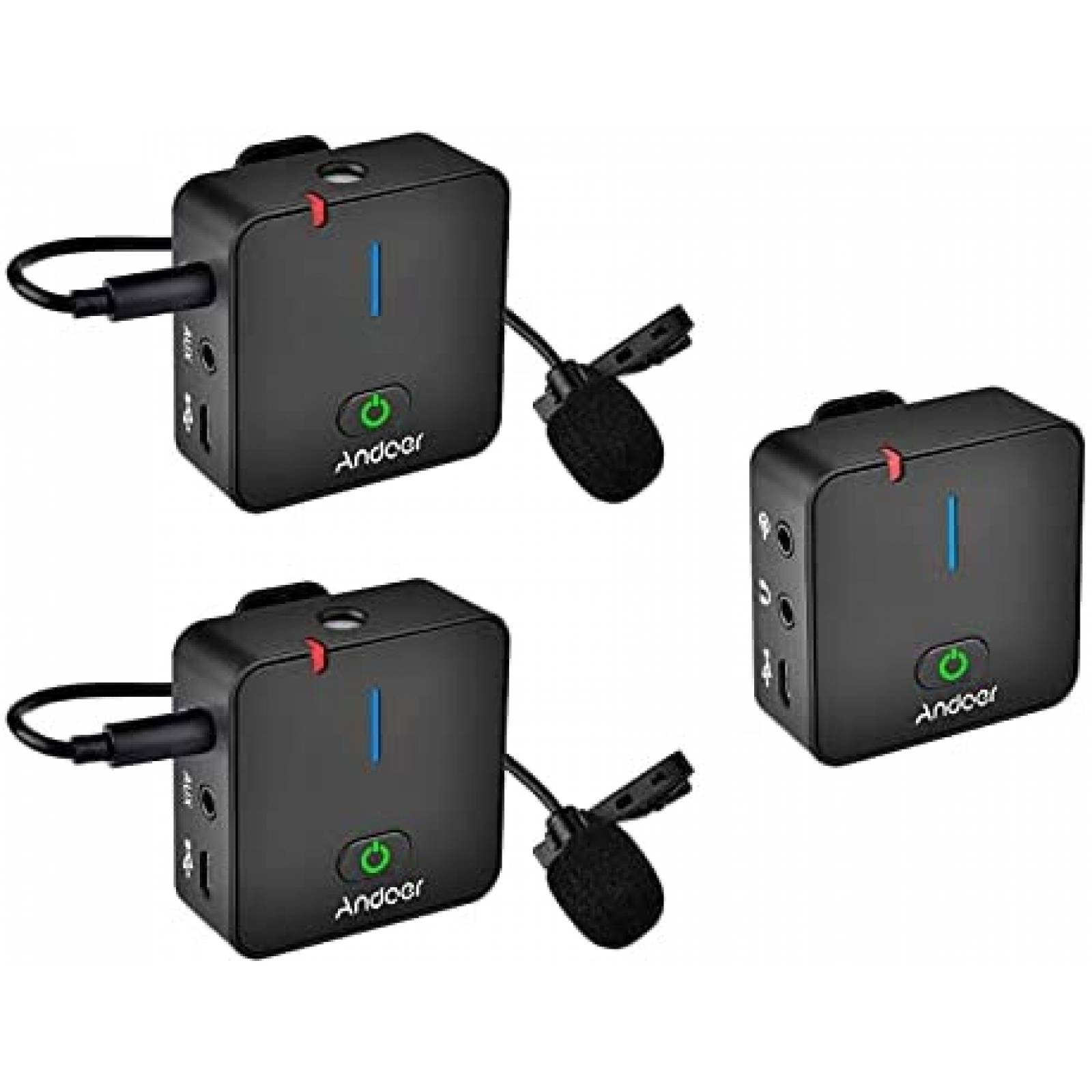 Sistema de Microfono Lavalier Andoer MX5 2.4G 2+1 p/Camara