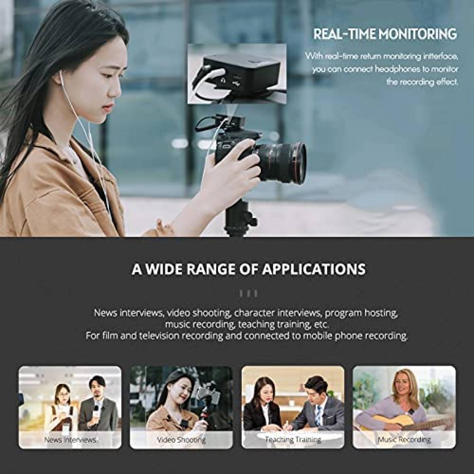 Sistema de Microfono Lavalier Andoer MX5 2.4G 2+1 p/Camara