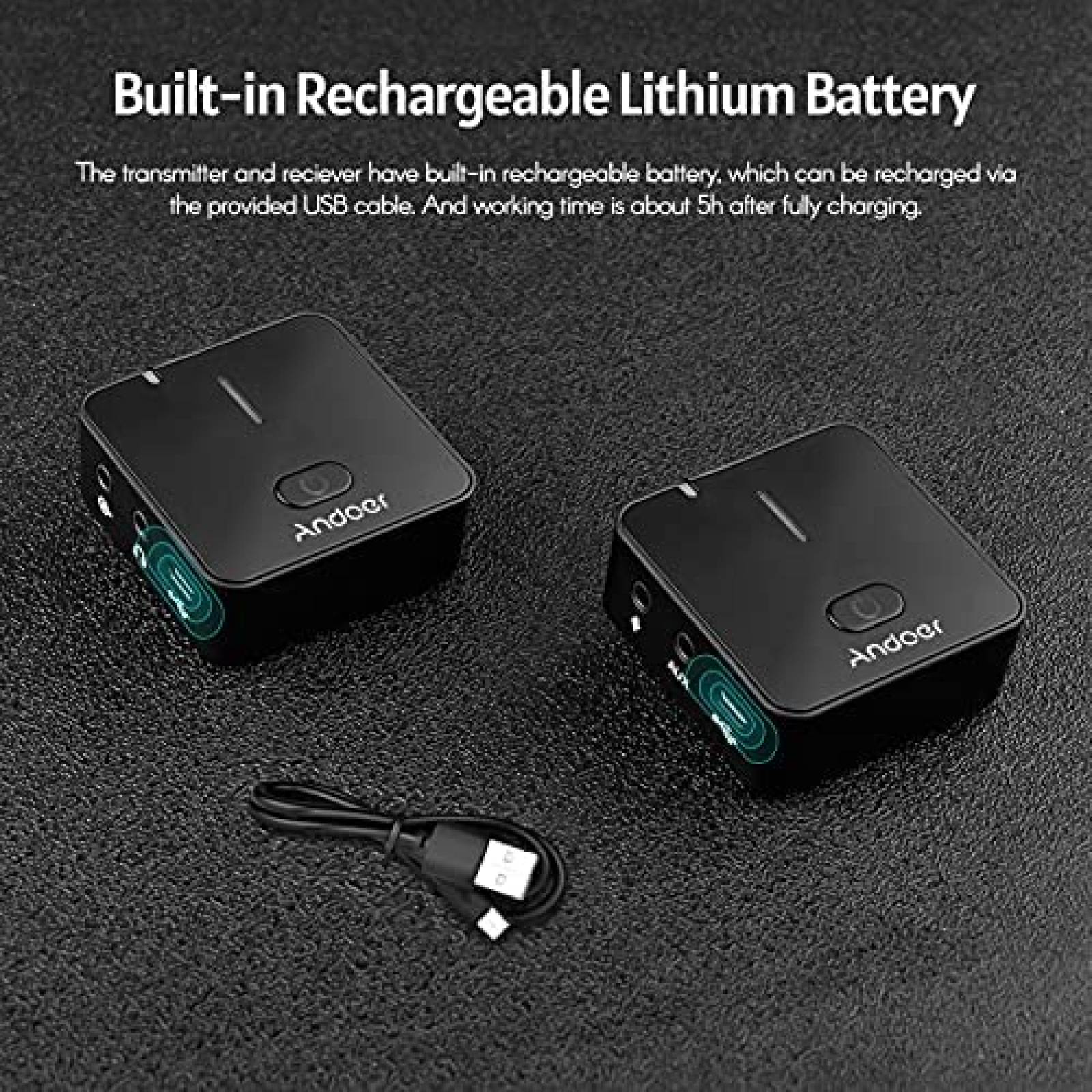 Sistema de Microfono Lavalier Andoer MX5 2.4G 2+1 p/Camara