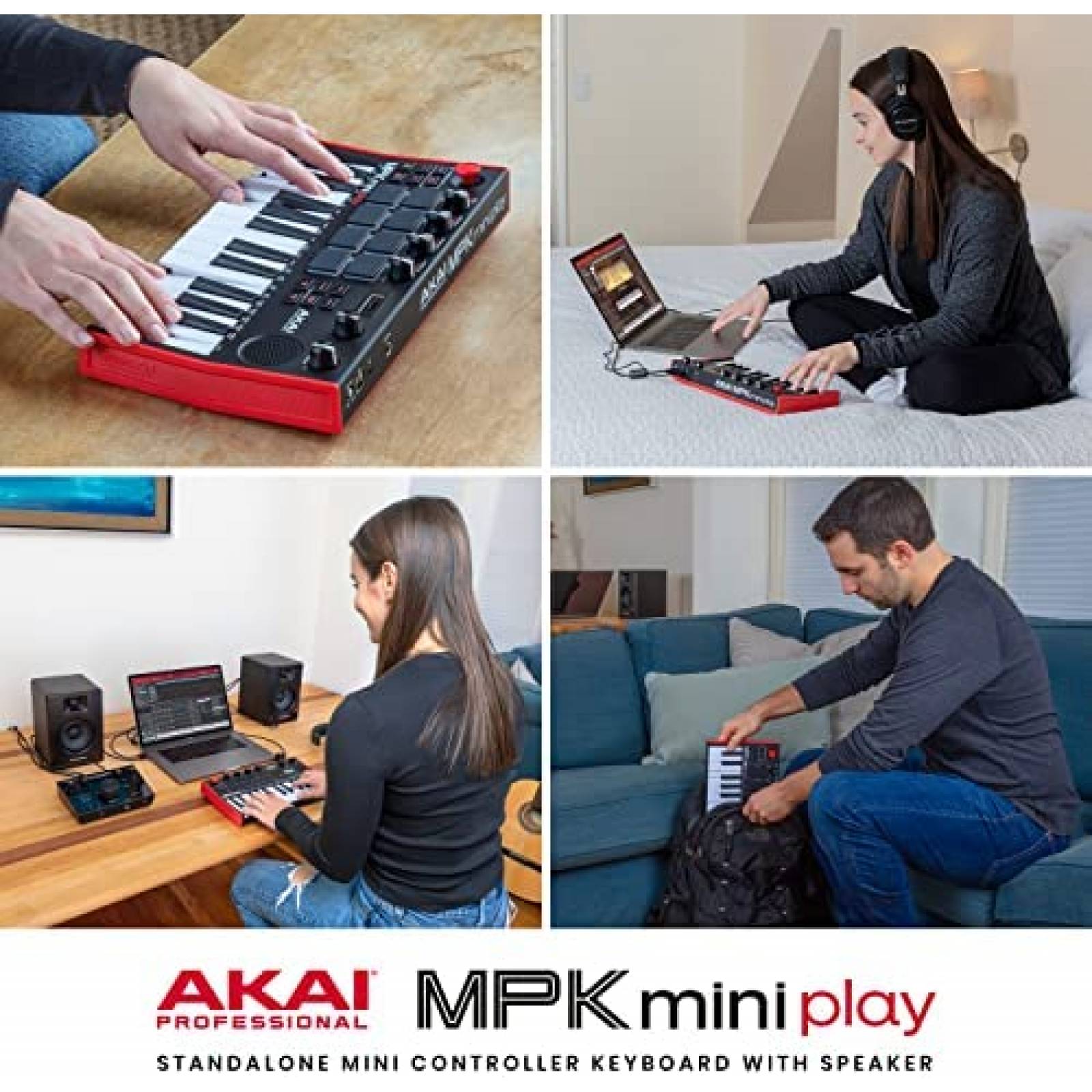 Teclado MIDI AKAI Mini Play MK3 con Pads MMC -Rojo