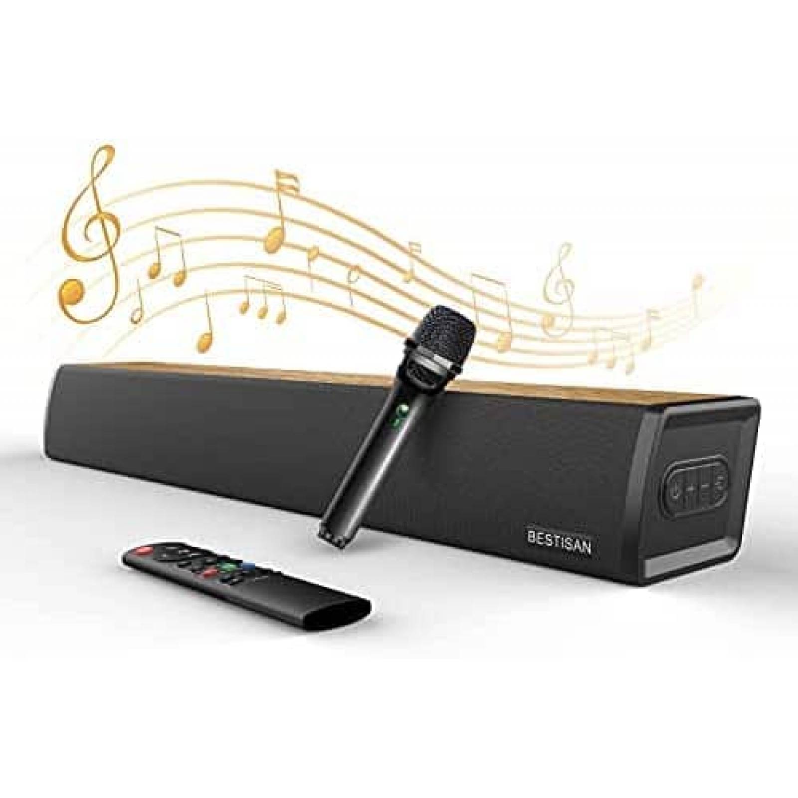 BESTISAN Barra de sonido para TV, barra de sonido Bluetooth 5.0 con 2  micrófonos inalámbricos, micrófono de karaoke inalámbrico de mano para  niños