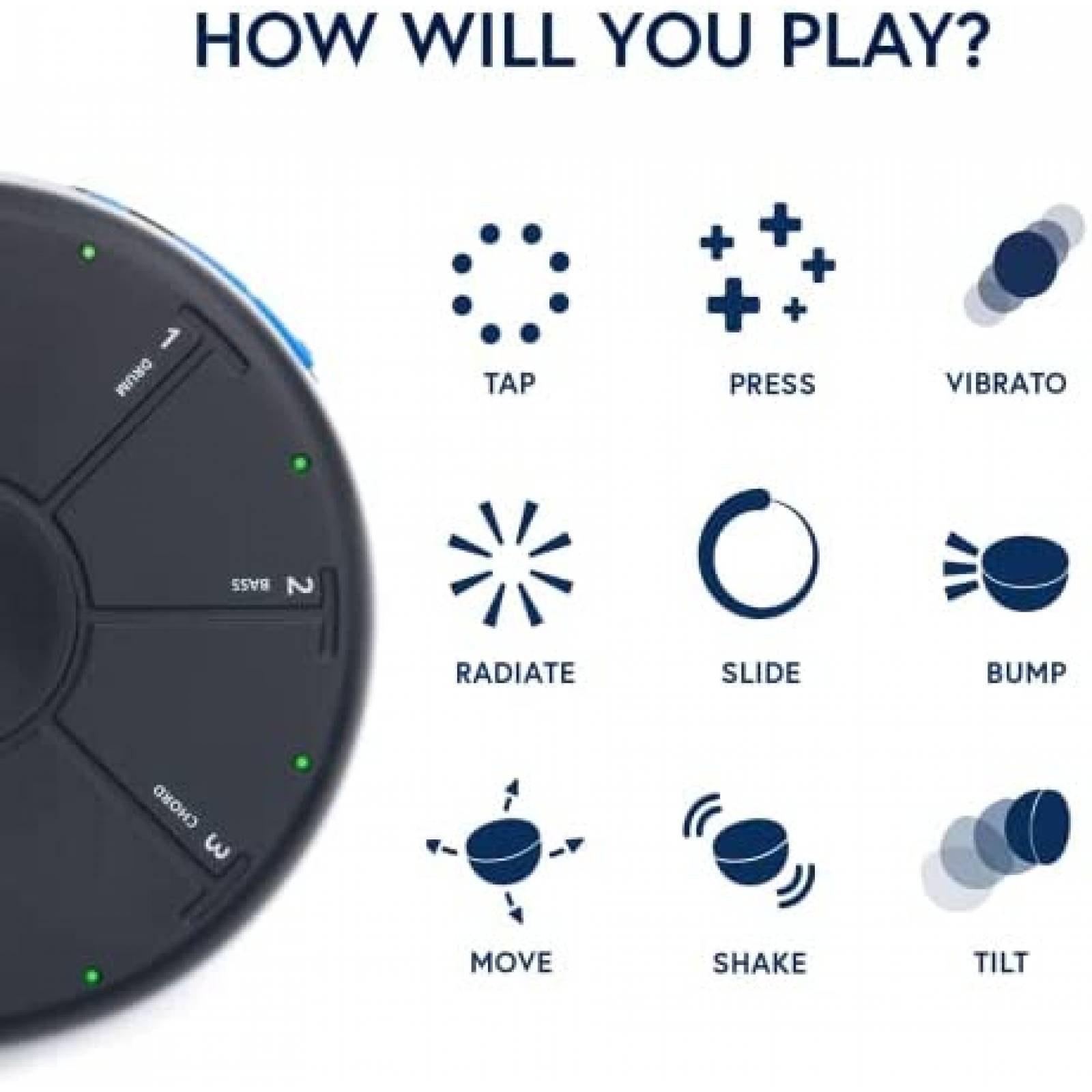 Controlador MIDI Artiphon Orba Synth Looper Musica -Negro