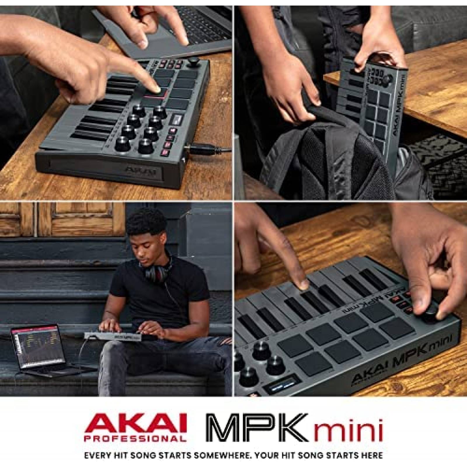 Controlador MIDI AKAI MPK Mini MK3 de 25 Teclas -Gris