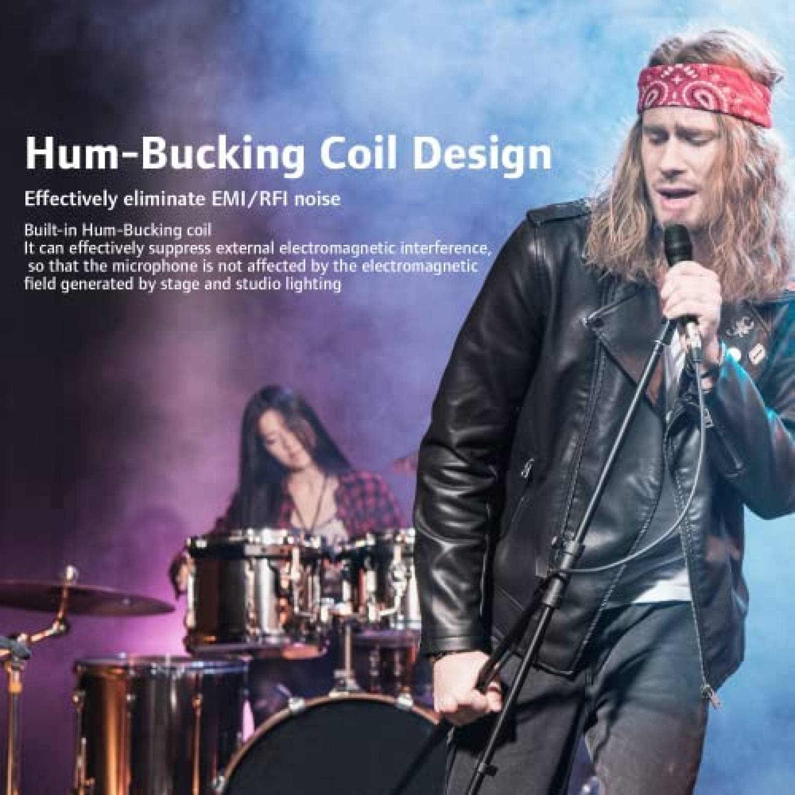 Microfono Vocal Dinamico CAROL AC-910 con Cable -Negro