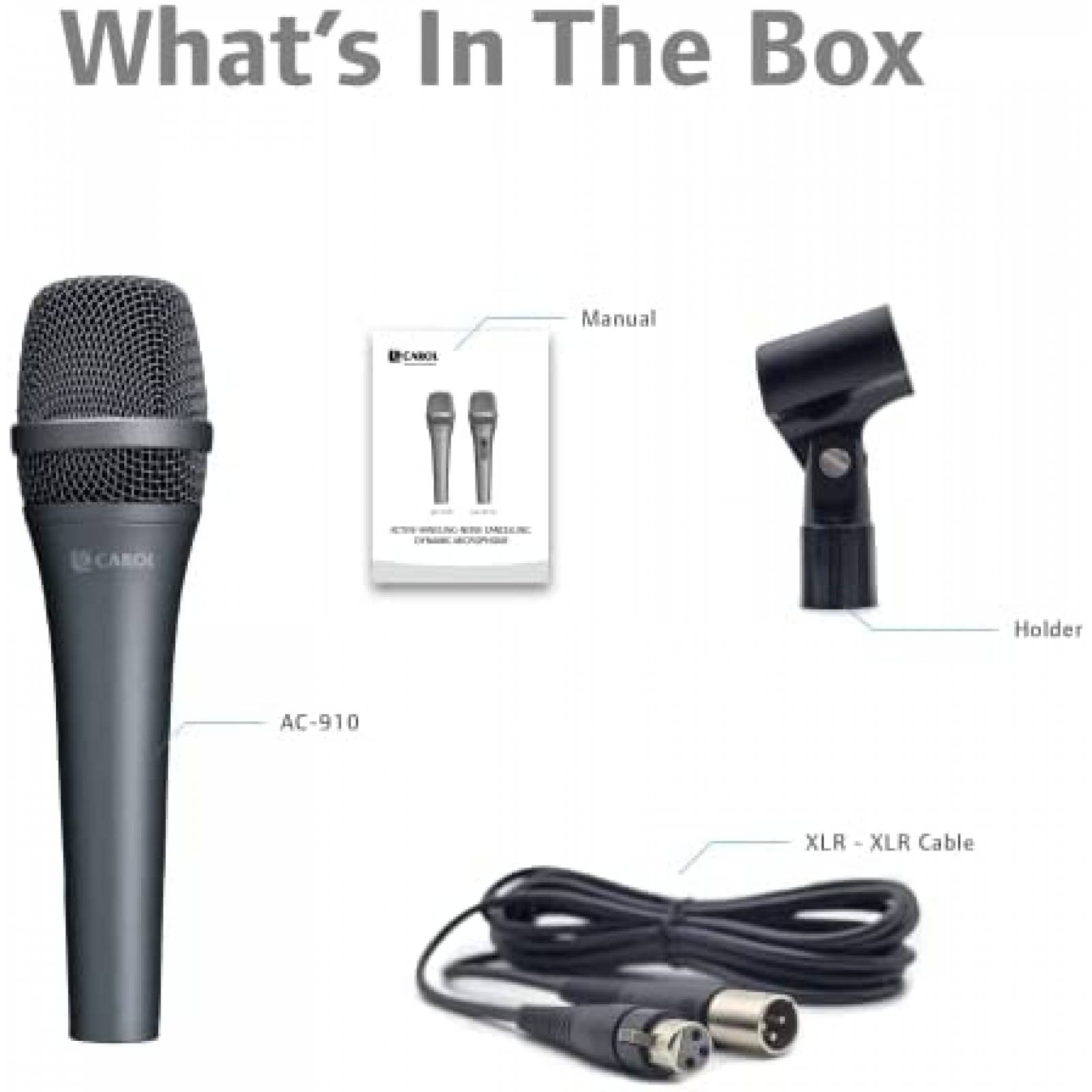 Microfono Vocal Dinamico CAROL AC-910 con Cable -Negro
