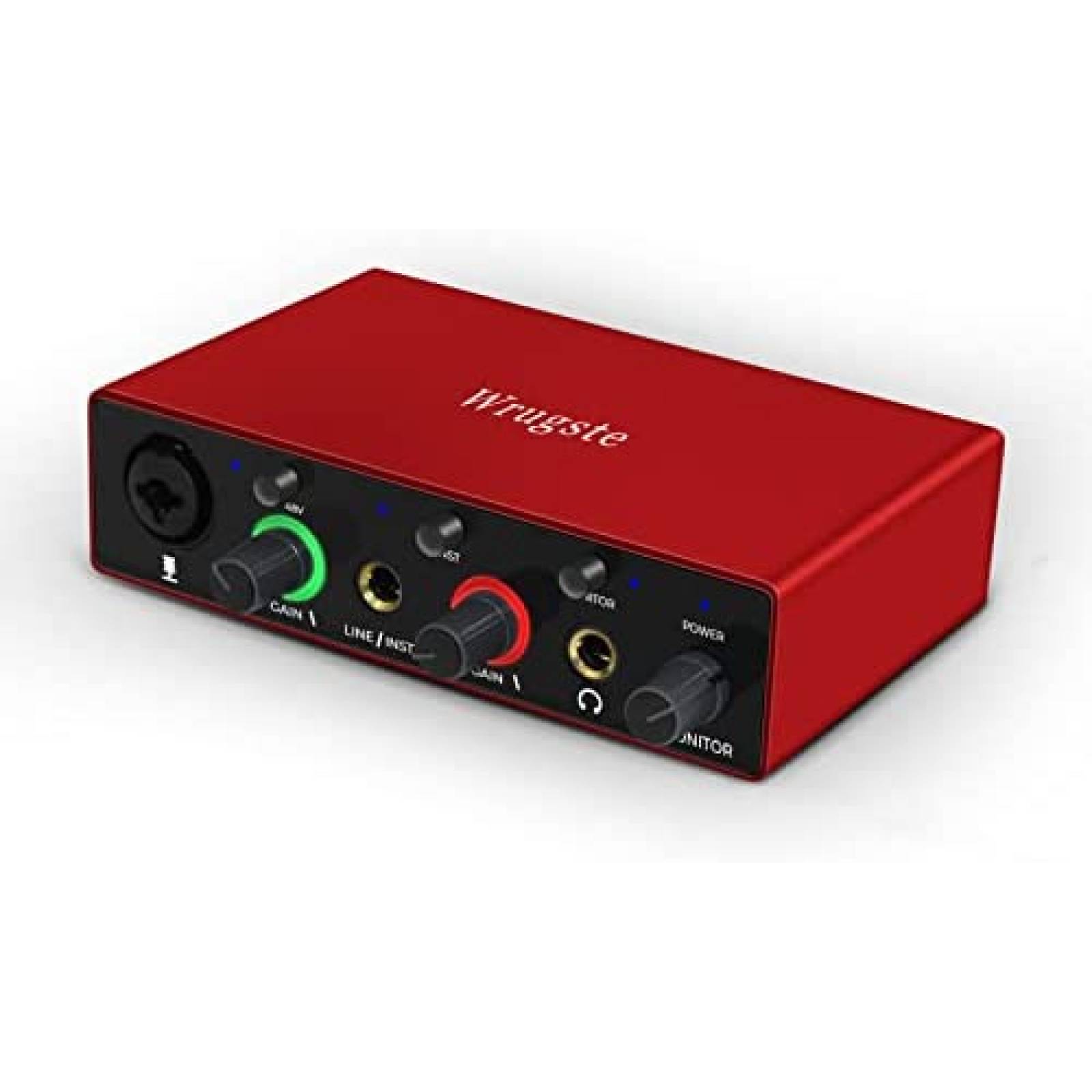 Interfaz de Audio Wrugste 2i2 de Entrada XLR -Rojo
