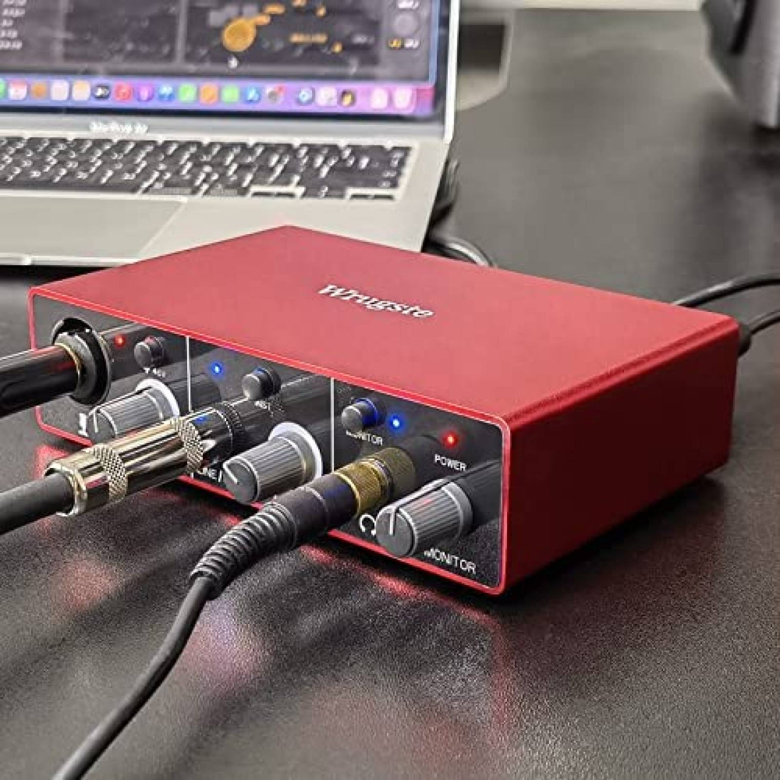 Interfaz de Audio Wrugste 2i2 de Entrada XLR -Rojo