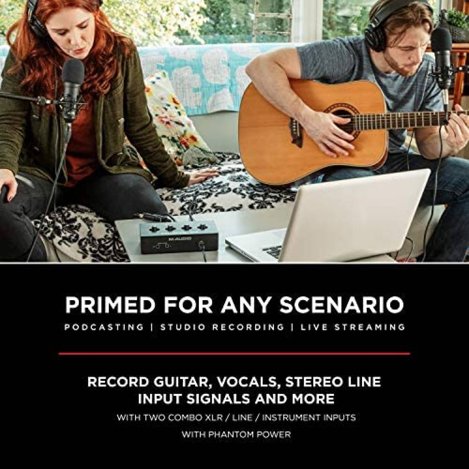 Interfaz de Audio M-Audio M-Track Duo con 2 Ch XLR -Negro