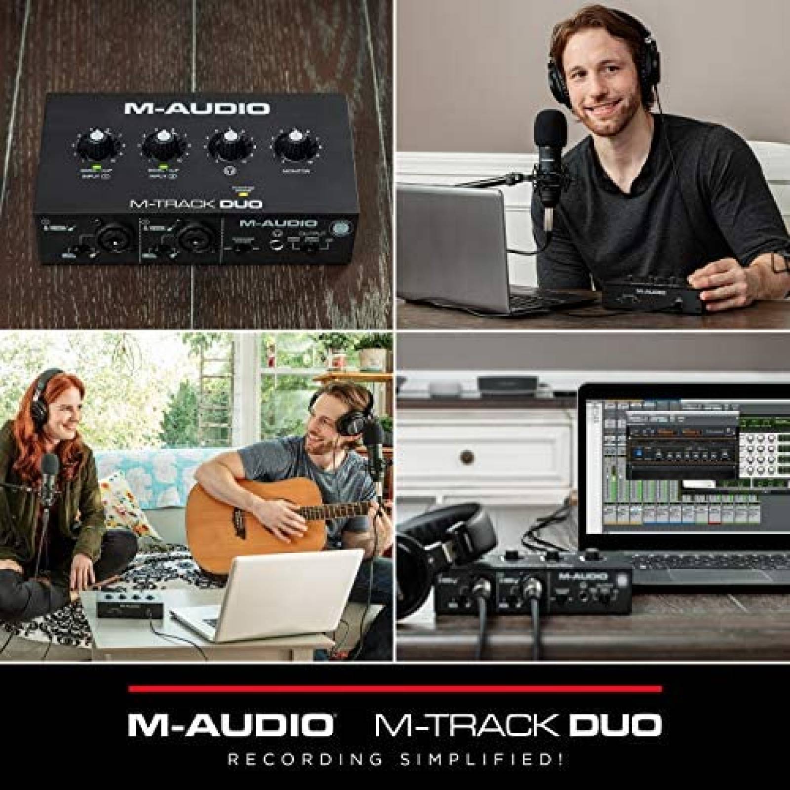 Interfaz de Audio M-Audio M-Track Duo con 2 Ch XLR -Negro