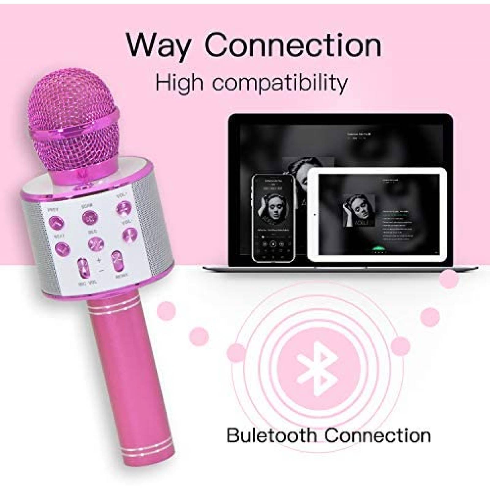 MIcrofono Bluetooth Keyian de Karaoke para Niños -Rosa