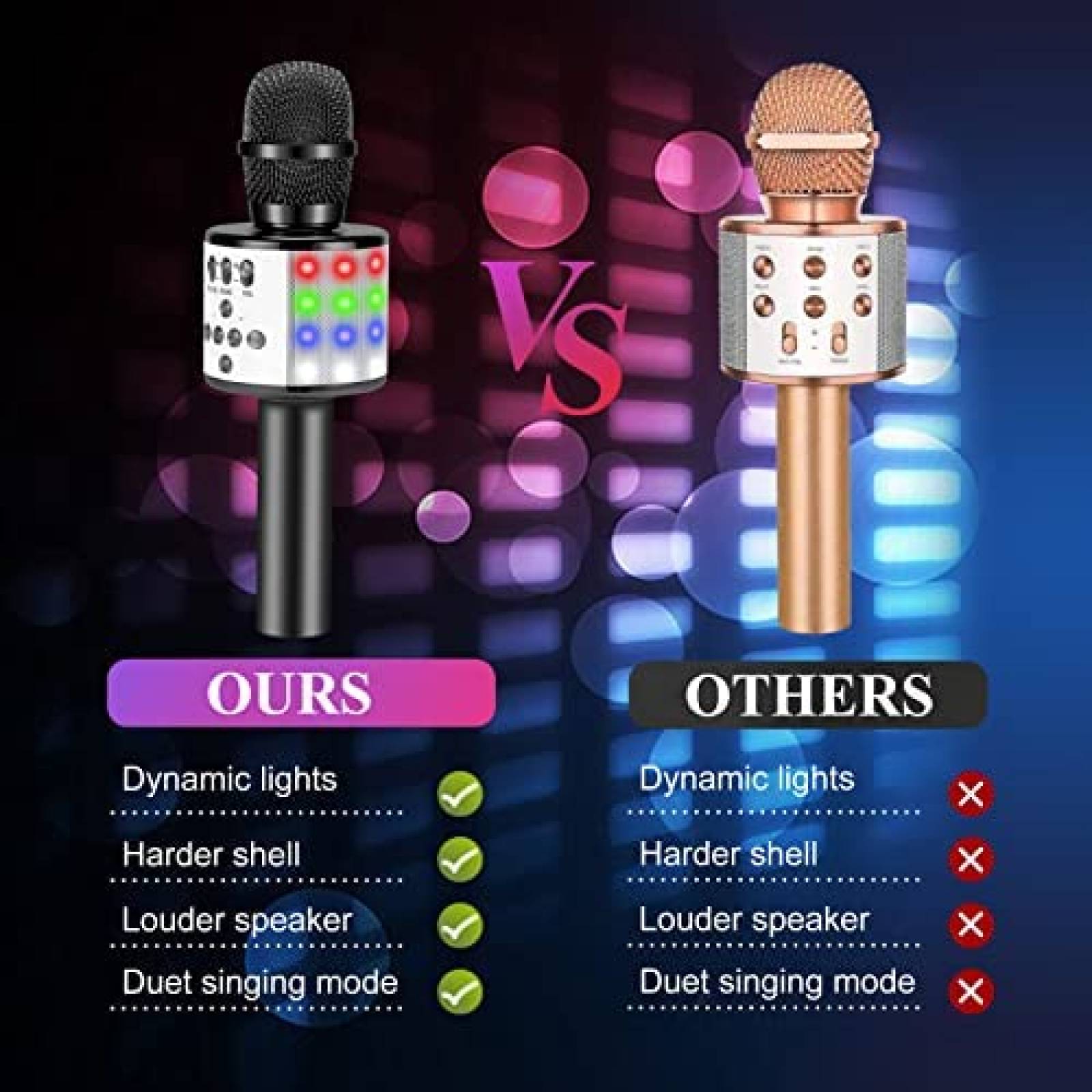 Microfono de Karaoke para Niños Anitiate con Luz LED -Negro