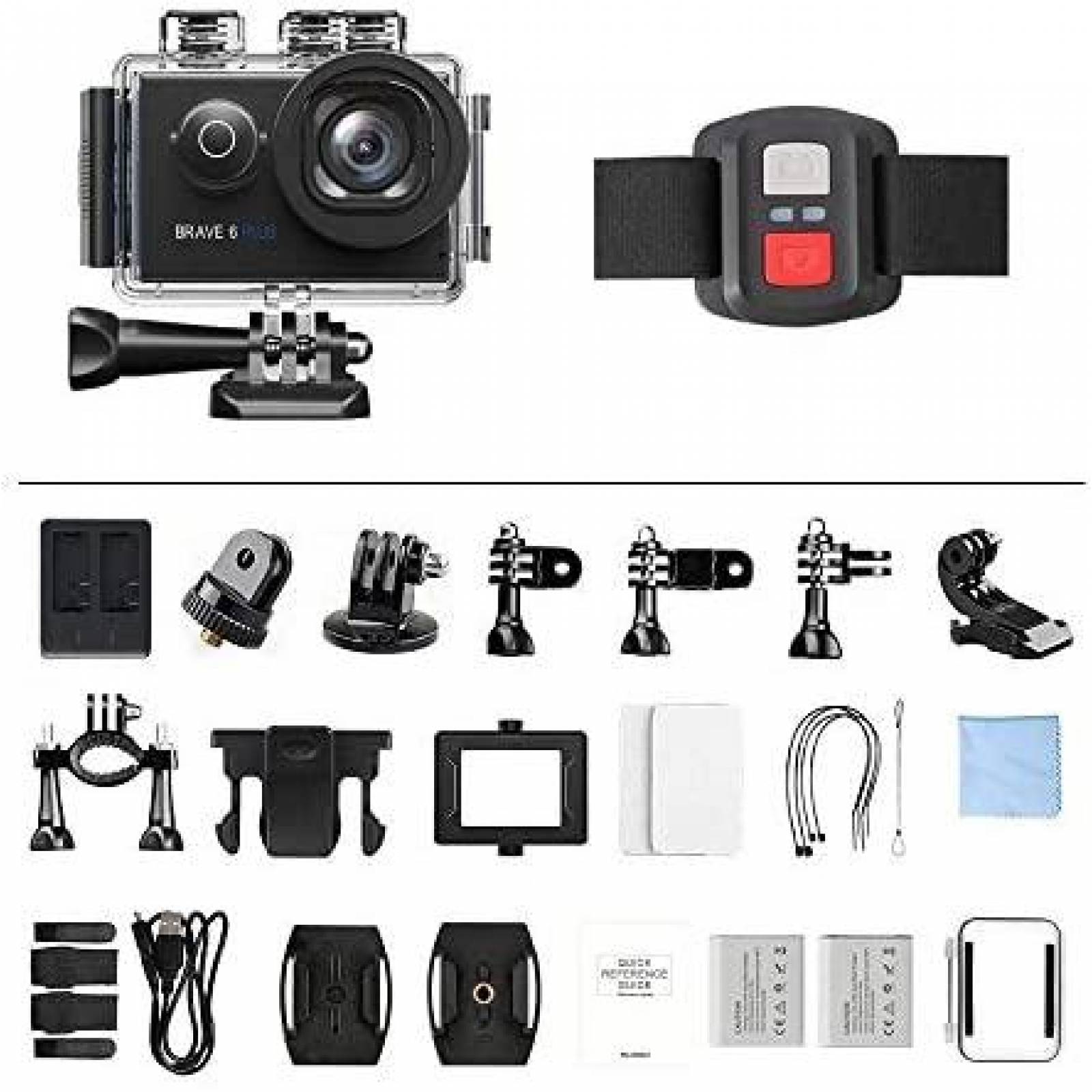 Camara de Accion AKASO Brave 6 Plus 4K 30fps 20MP WiFi