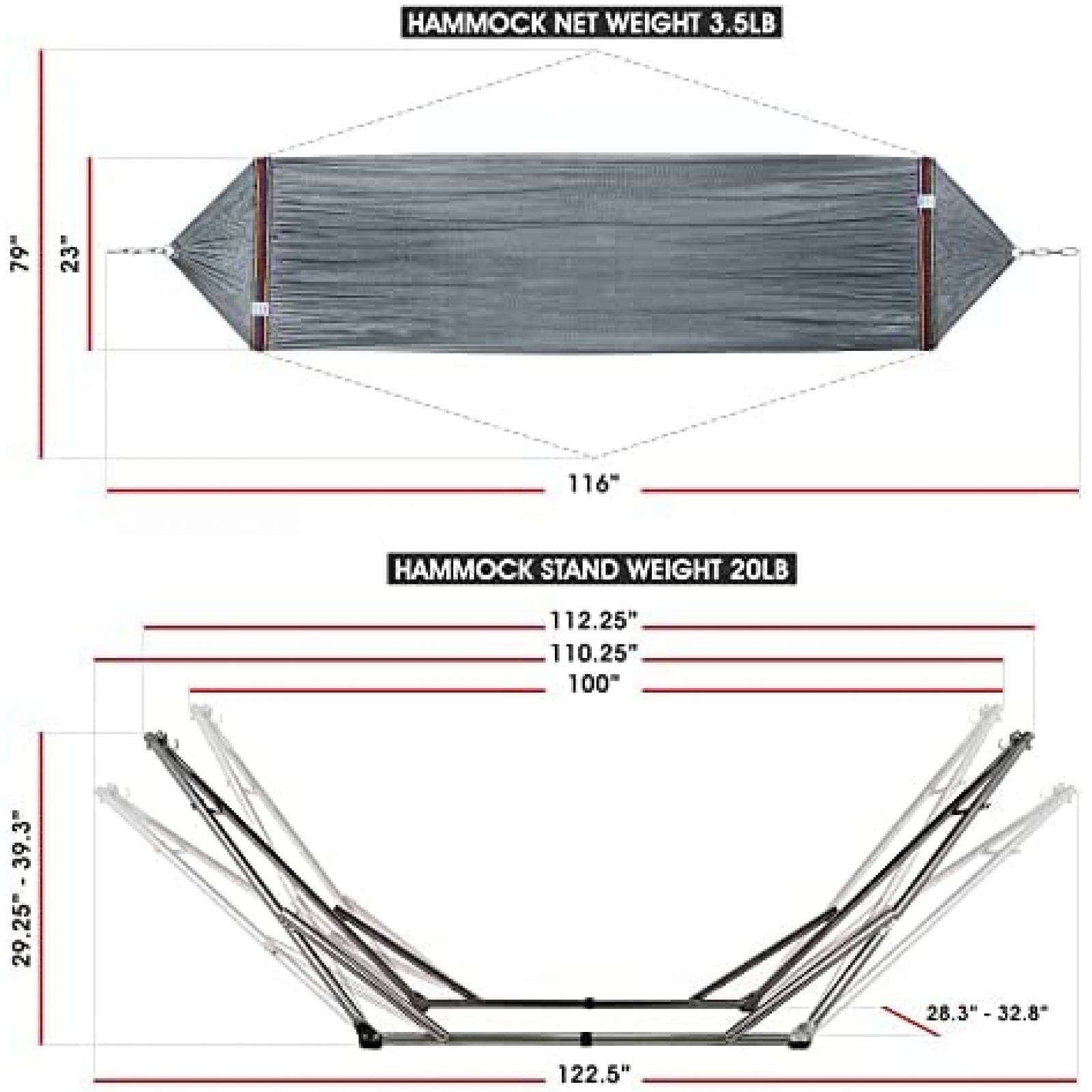 Hamaca Pegable Tranquillo de Poliester de 2 Capas -Gris