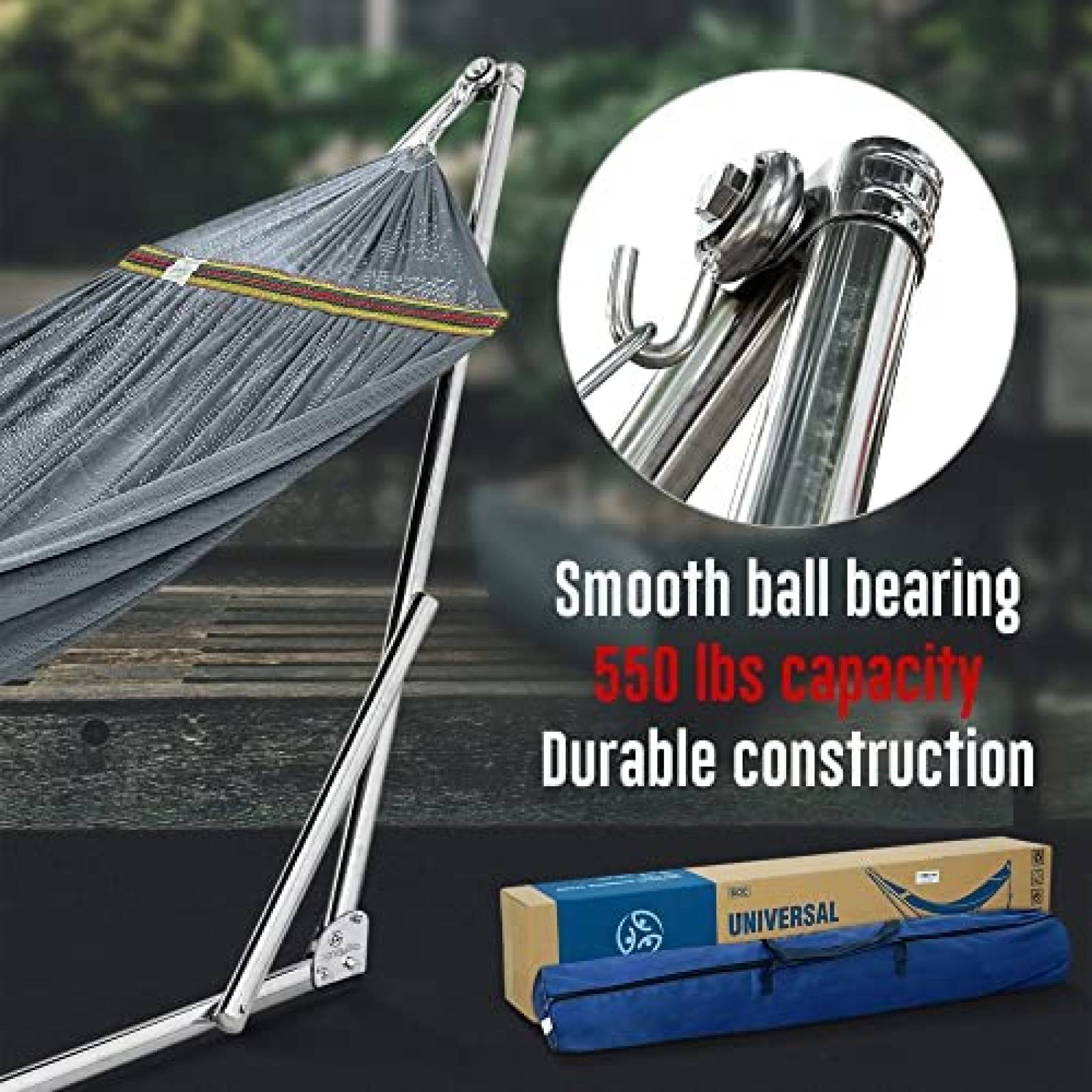 Hamaca Pegable Tranquillo de Poliester de 2 Capas -Gris