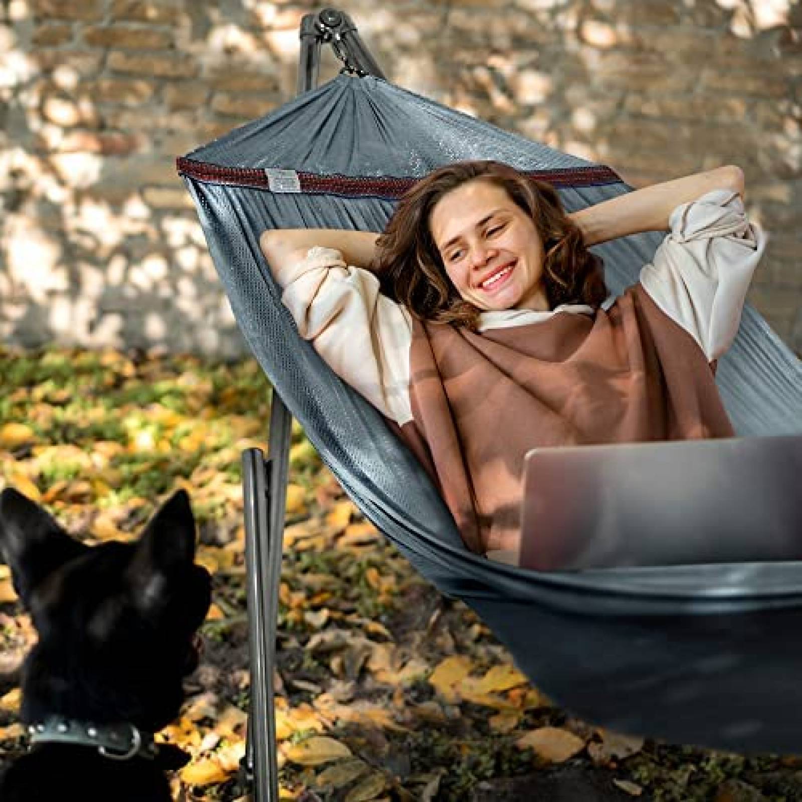 Hamaca Pegable Tranquillo de Poliester de 2 Capas -Gris