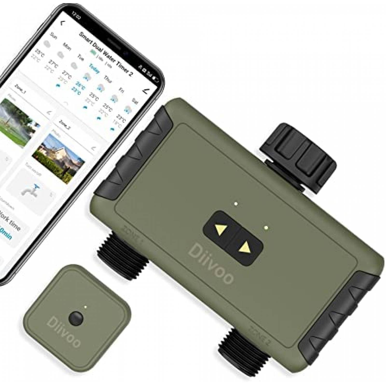 Temporizador De Riego WiFi Diivoo Programable -Verde
