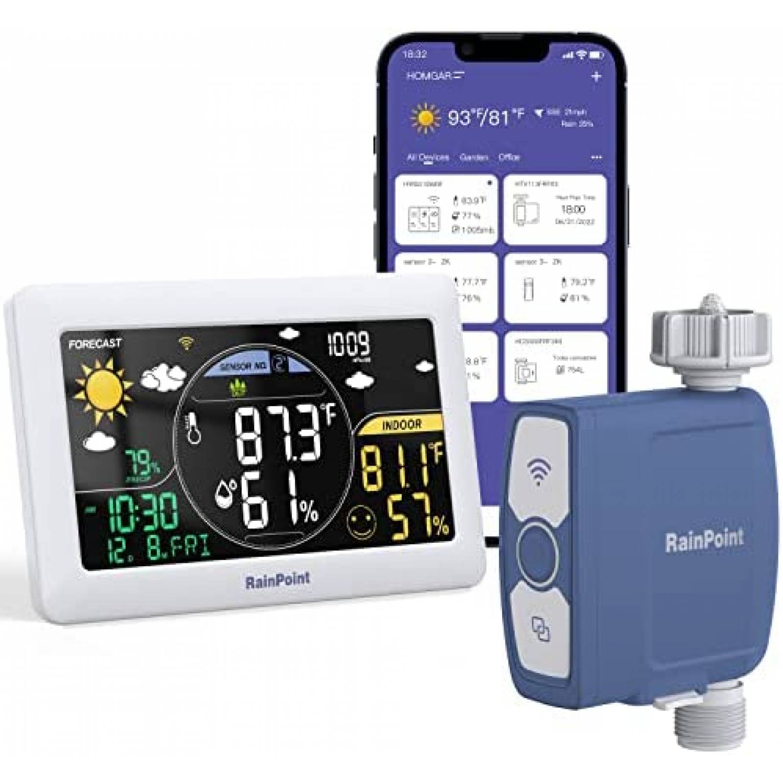 Temporizador De Riego WiFi Rainpoint Control Clima y Voz -