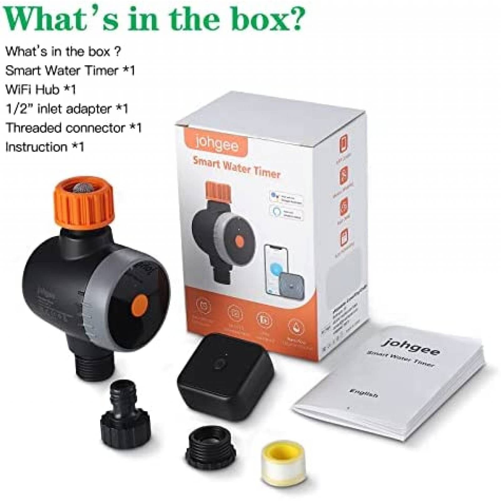 Temporizador De Riego WiFi Johgee Programable -Negro