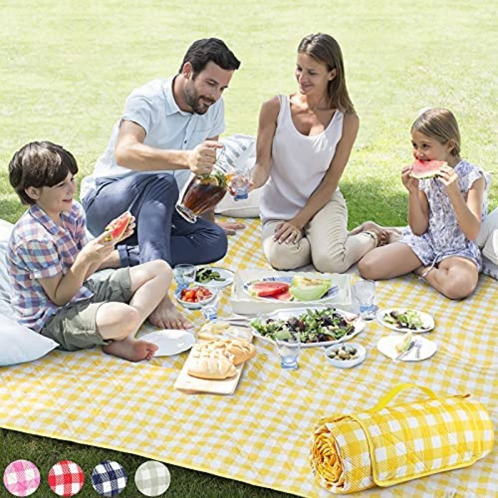 Cobija Picnic Zaze 80x80 Compacta a Prueba Agua -Amarillo