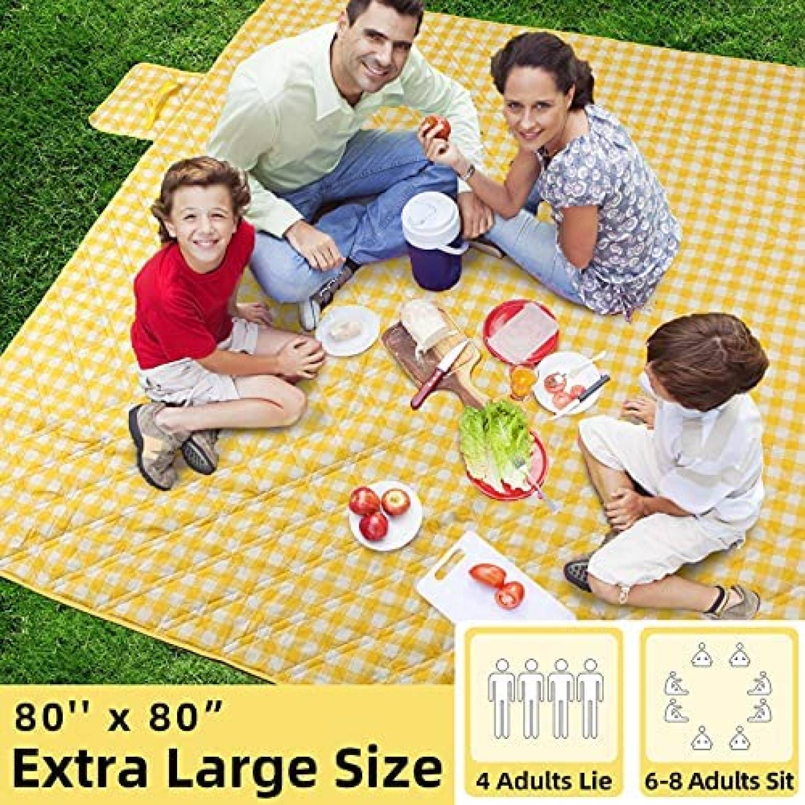 Cobija Picnic Zaze 80x80 Compacta a Prueba Agua -Amarillo
