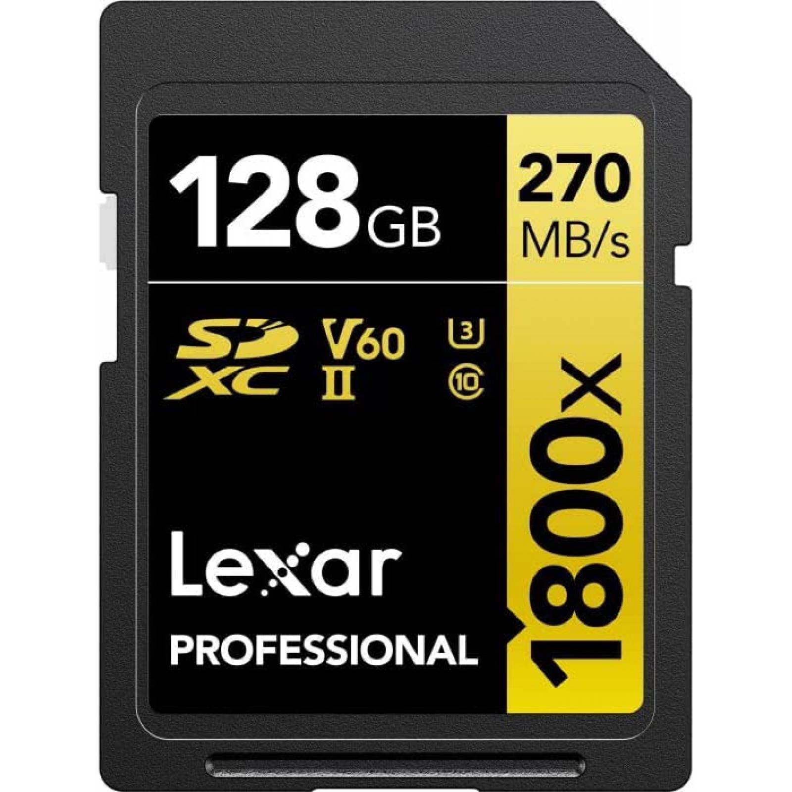 2 Tarjetas de Memoria Lexar 1800x SD 128GB 300MB/s -Negro