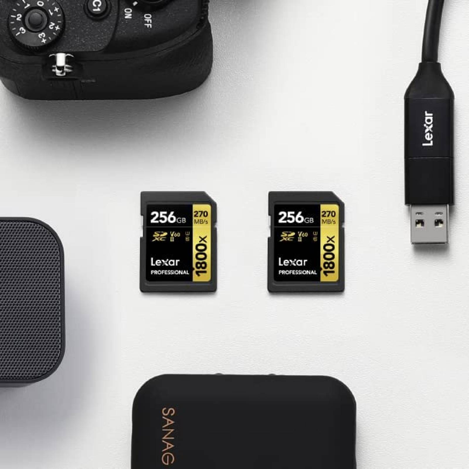 2 Tarjetas de Memoria Lexar 1800x SD 128GB 300MB/s -Negro