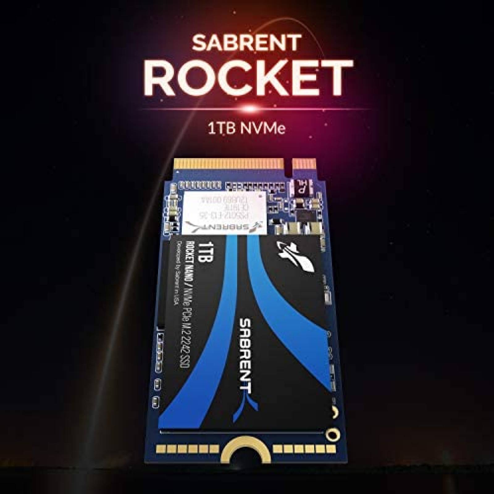 Disco SSD M.2 SABRENT Rocket Nano 1TB NVMe PCIe 2242 -Negro