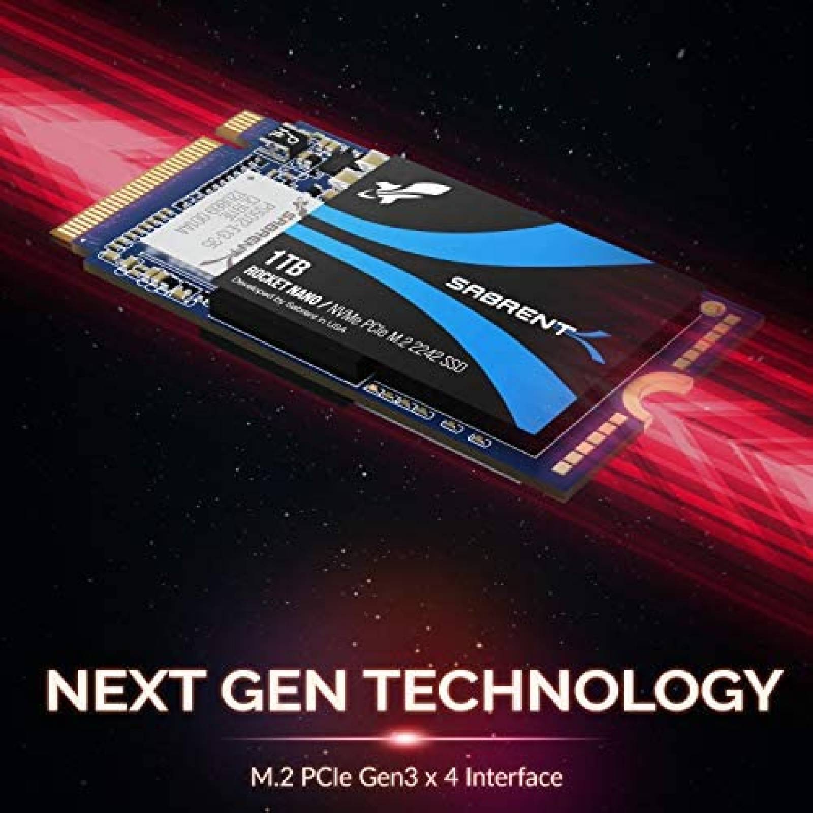 Disco SSD M.2 SABRENT Rocket Nano 1TB NVMe PCIe 2242 -Negro