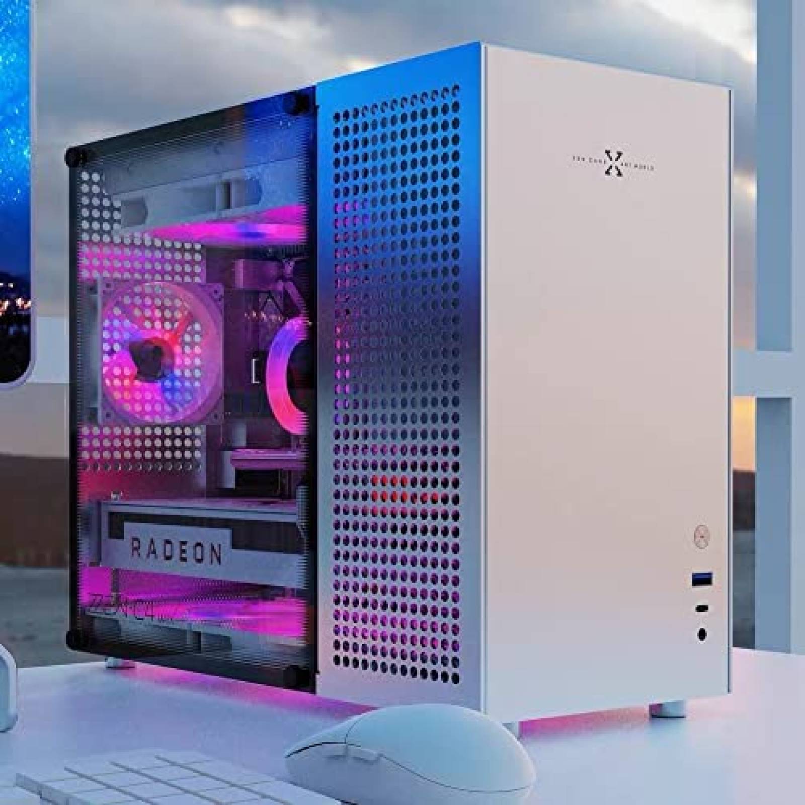 Gabinete PC KABIOU Resistente Vidrio Templado Gamer -Blanco