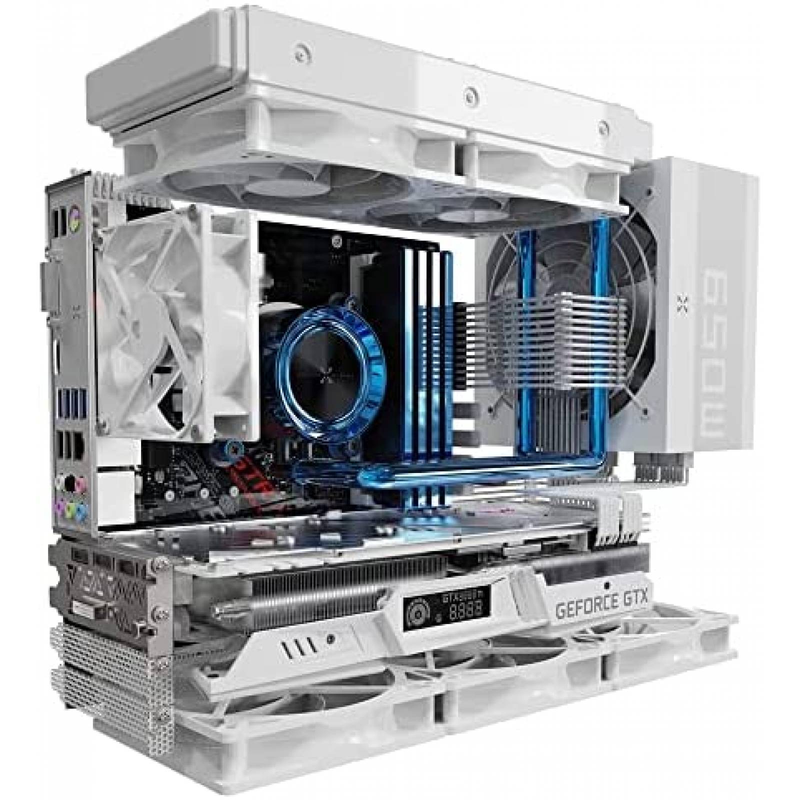 Gabinete PC KABIOU Resistente Vidrio Templado Gamer -Blanco