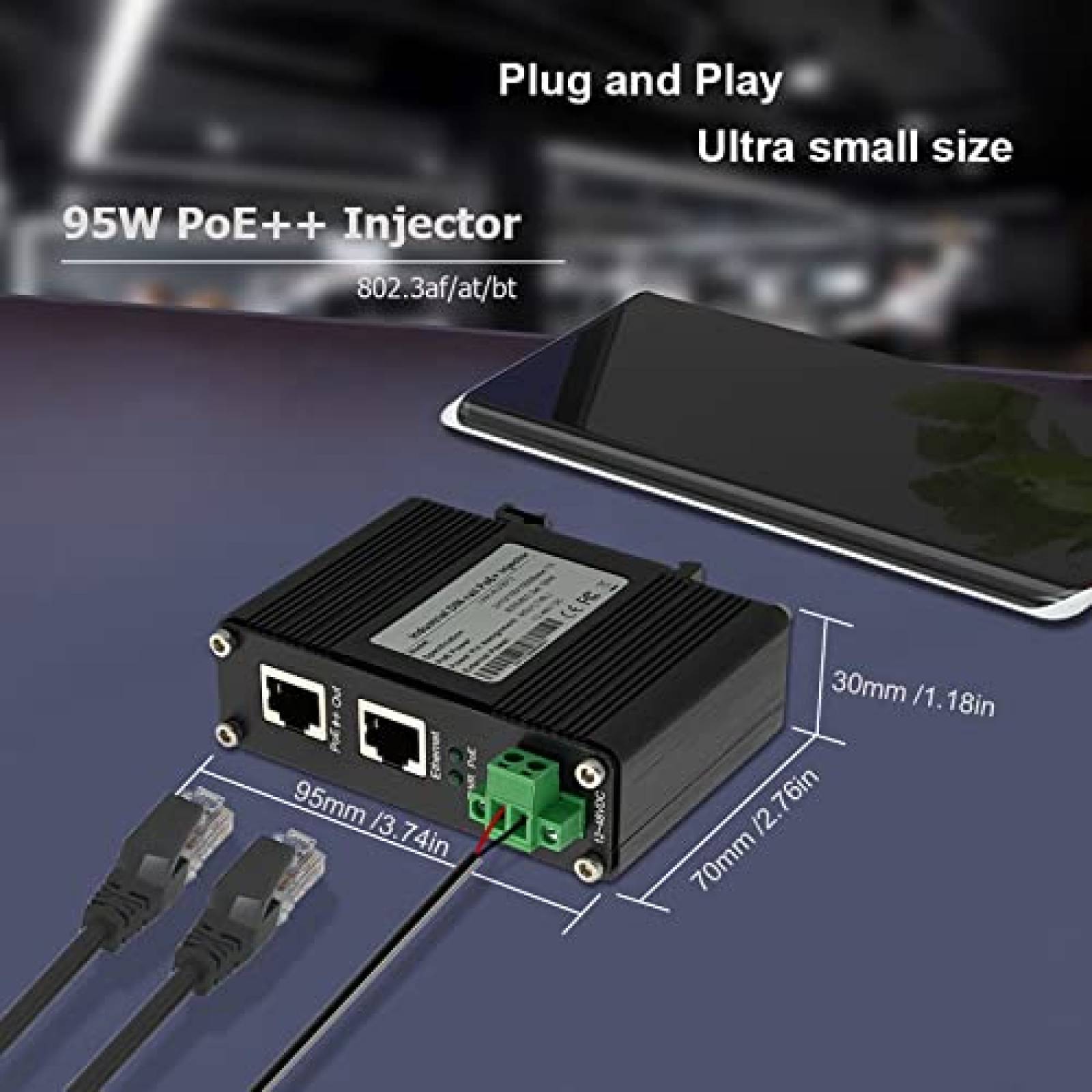 Switch SaiLteL Inyector 95W Gigabit PoE IEEE 802.3at/802.3af