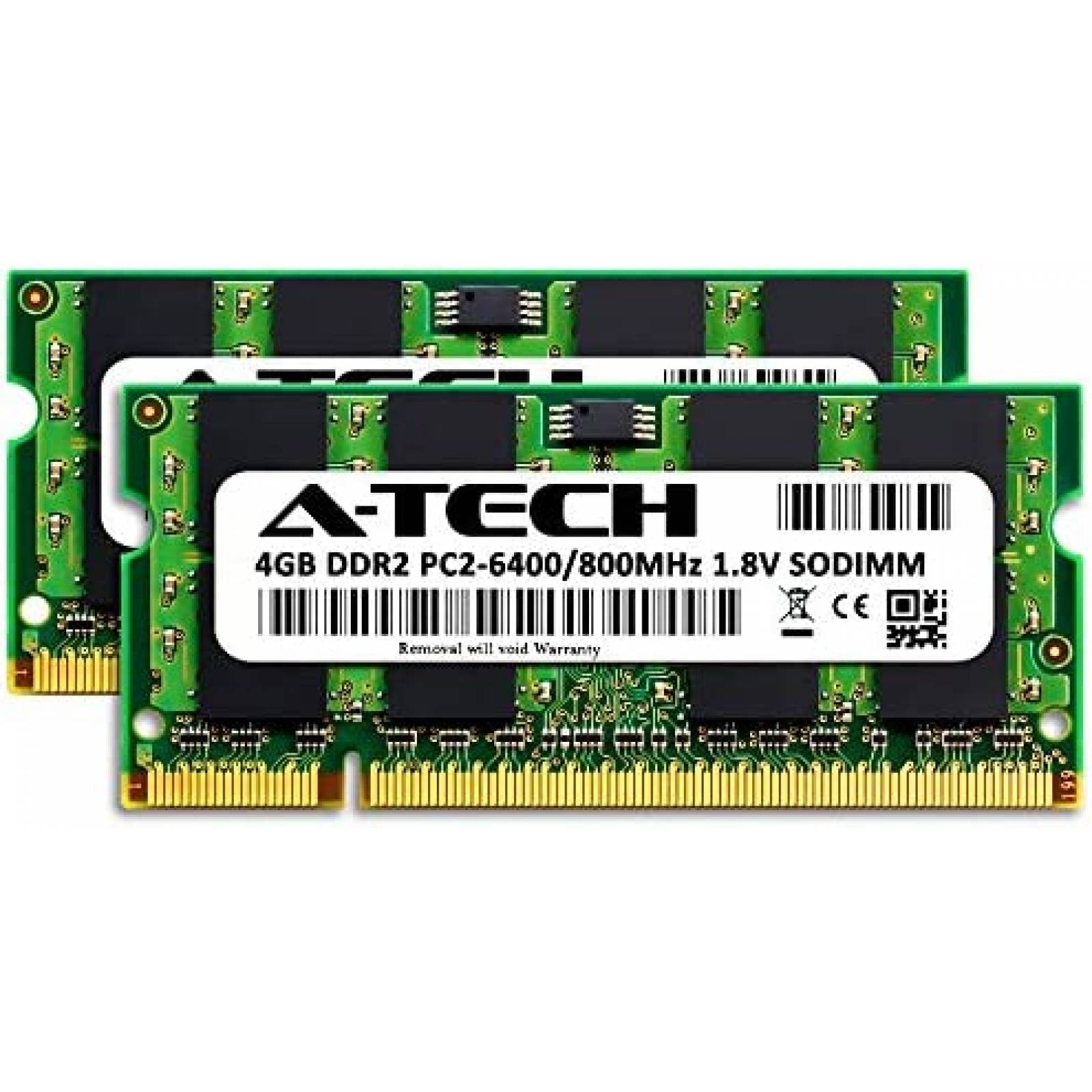 2 Memoria RAM A-Tech 4GB DDR2 SODIMM 200 Pin PC2 -Negro
