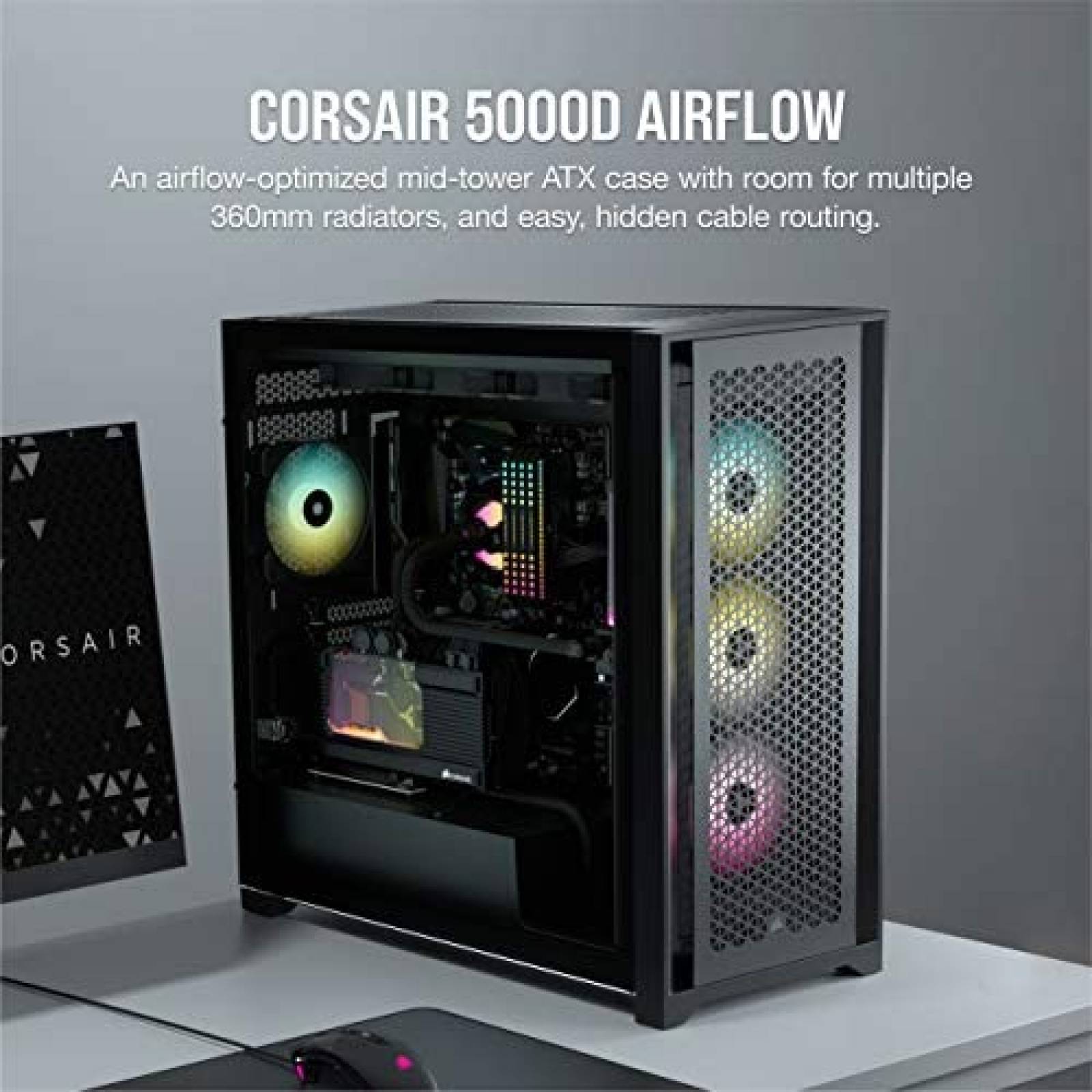 Gabinete PC CORSAIR Resistente Vidrio Templado -Negro