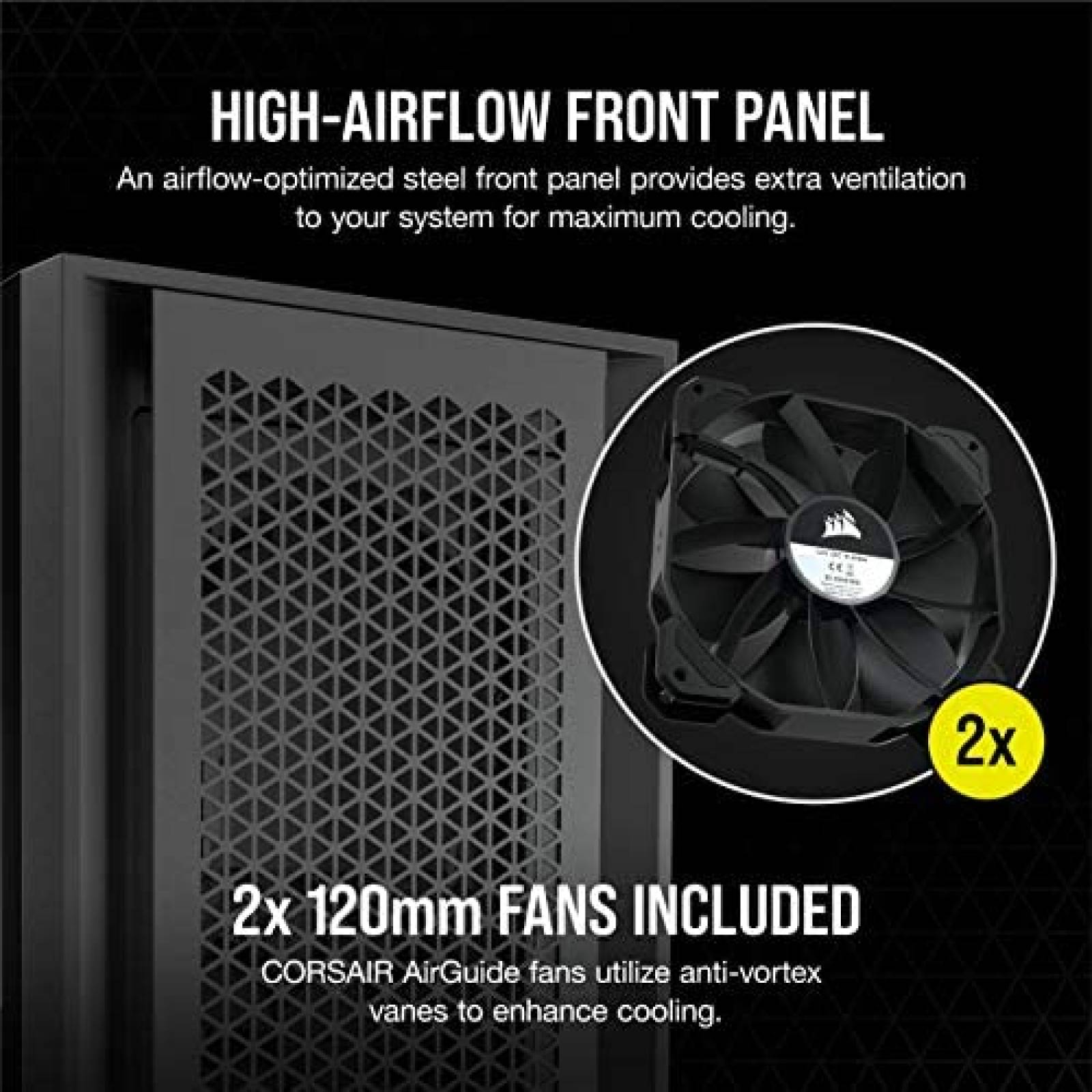 Gabinete PC CORSAIR Resistente Vidrio Templado -Negro