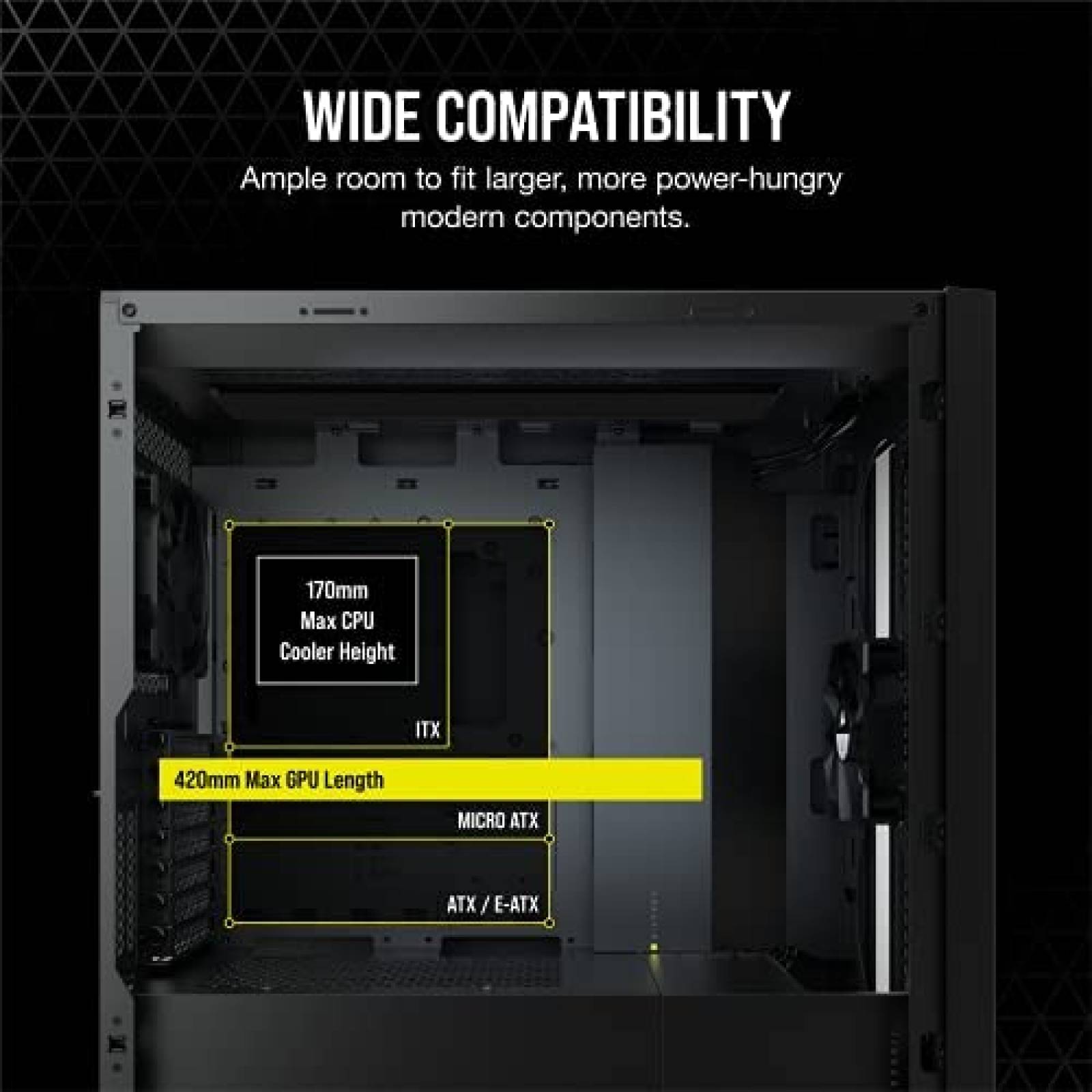 Gabinete PC CORSAIR Resistente Vidrio Templado -Negro